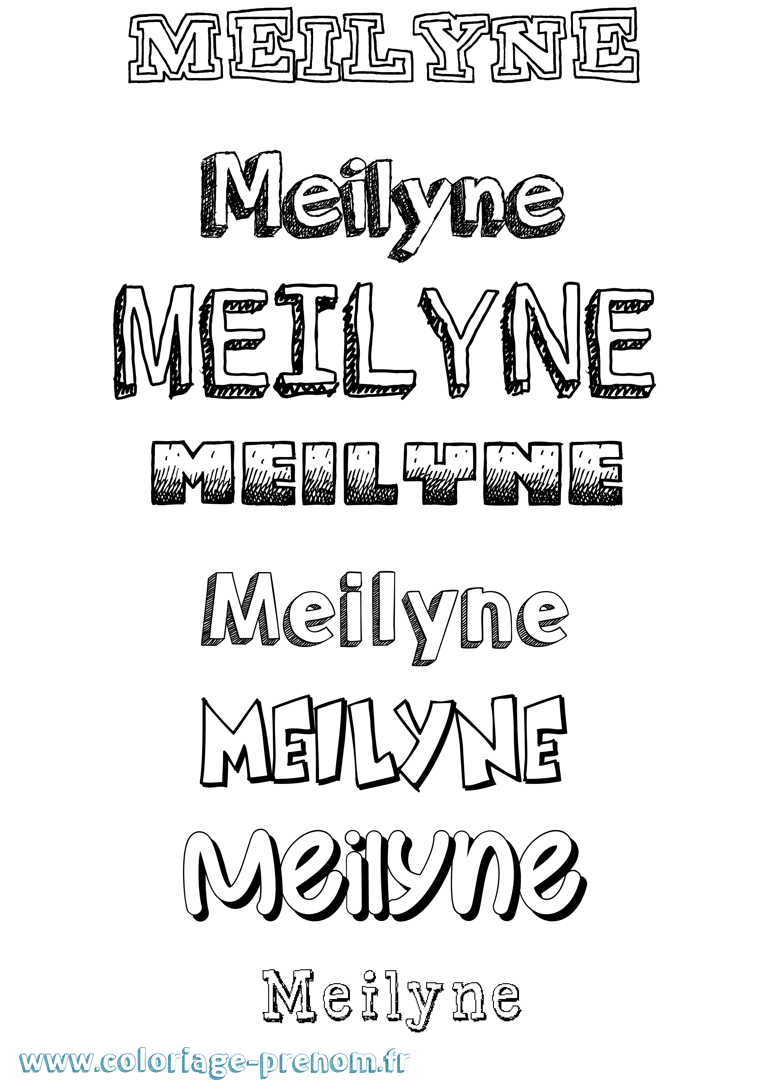Coloriage Meilyne Dessiné Coloriage prénom Meilyne Dessiné