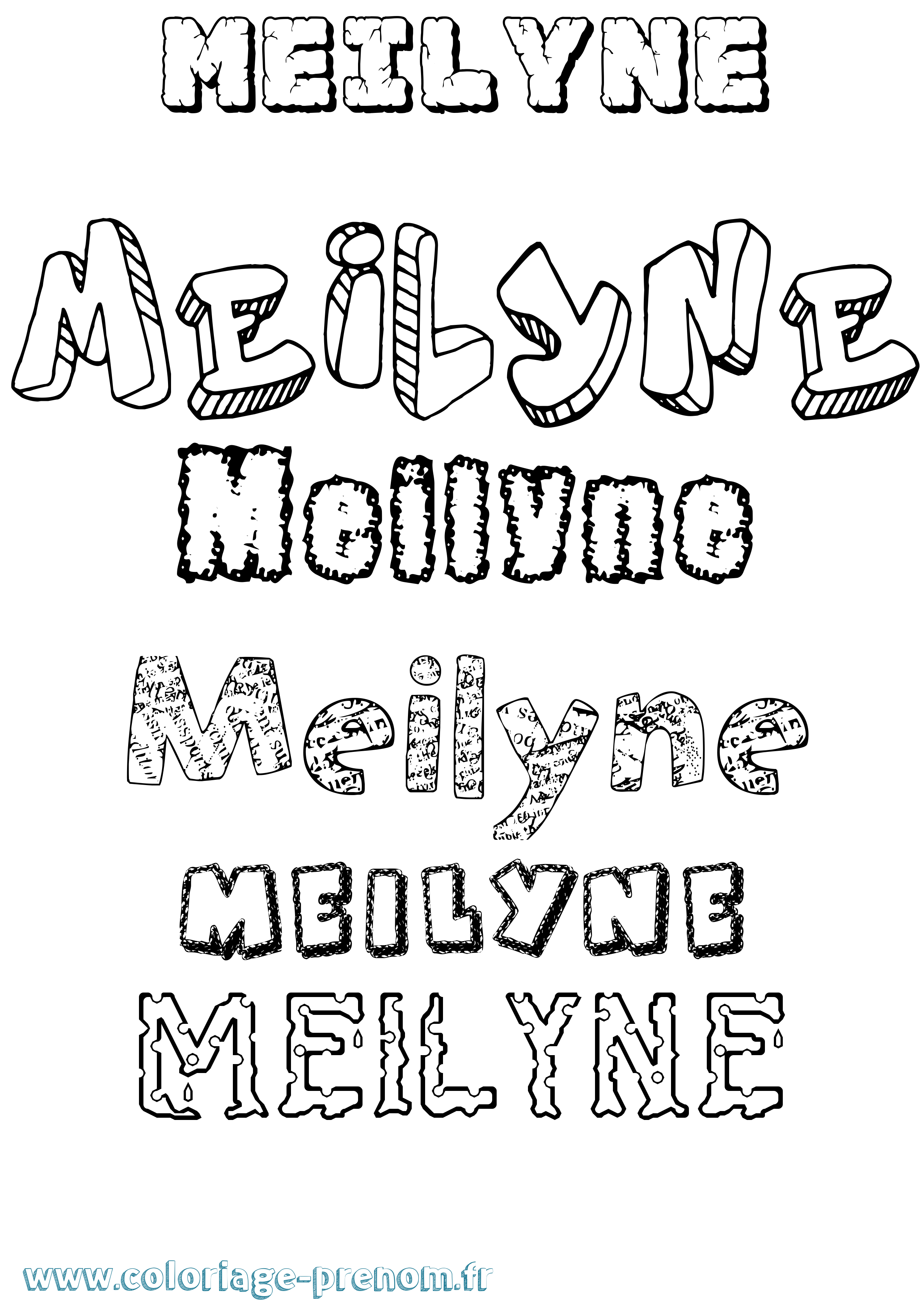 Coloriage Meilyne Destructuré Coloriage prénom Meilyne Destructuré