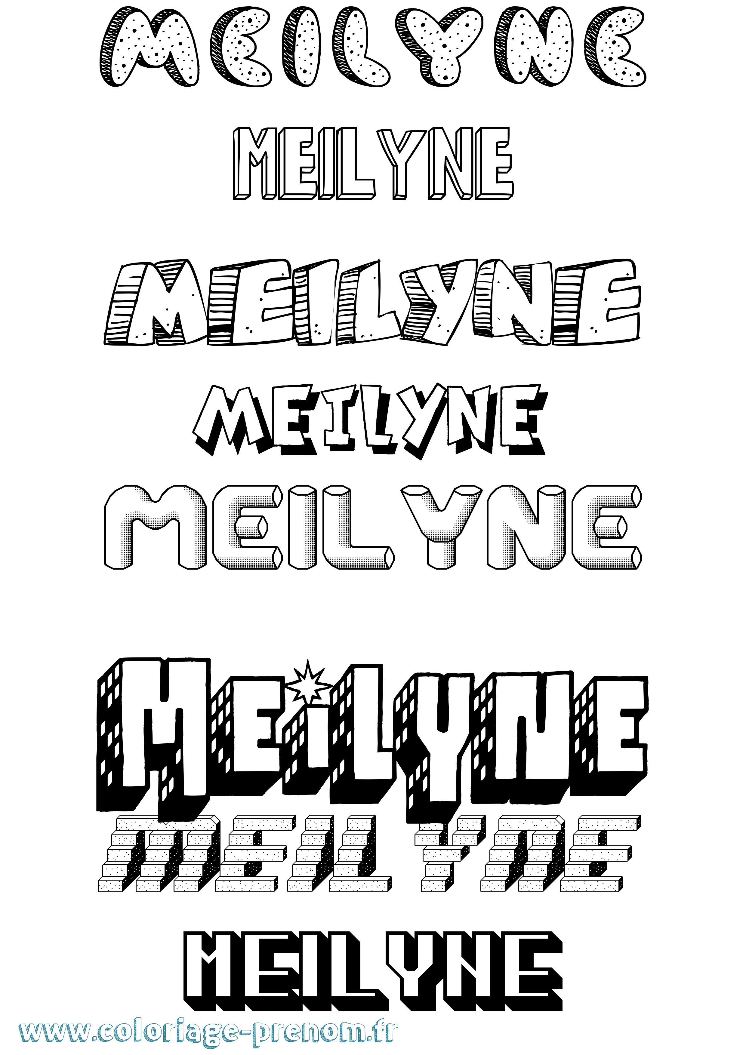 Coloriage Meilyne Effet 3D Coloriage prénom Meilyne Effet 3D