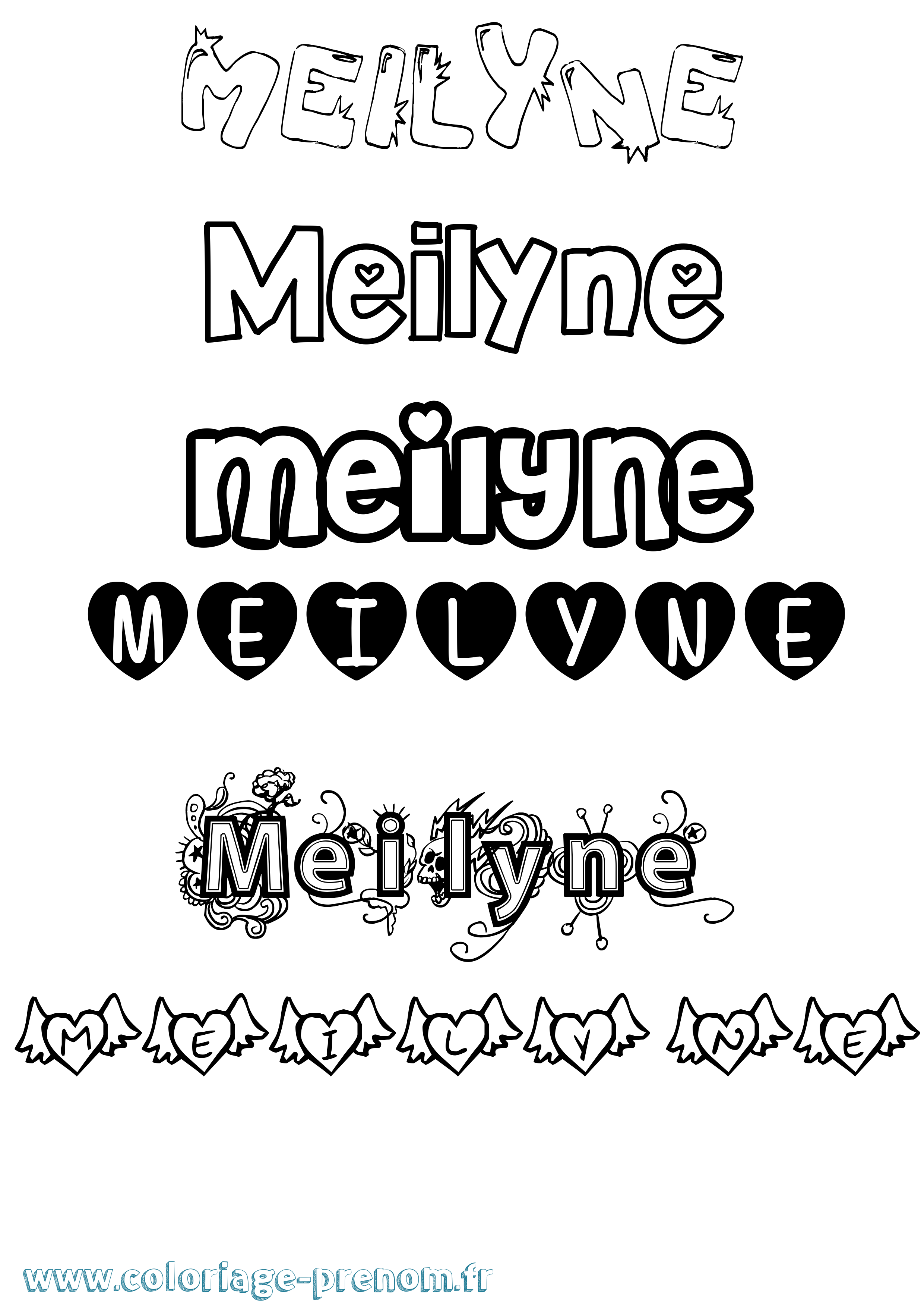 Coloriage Meilyne Girly Coloriage prénom Meilyne Girly
