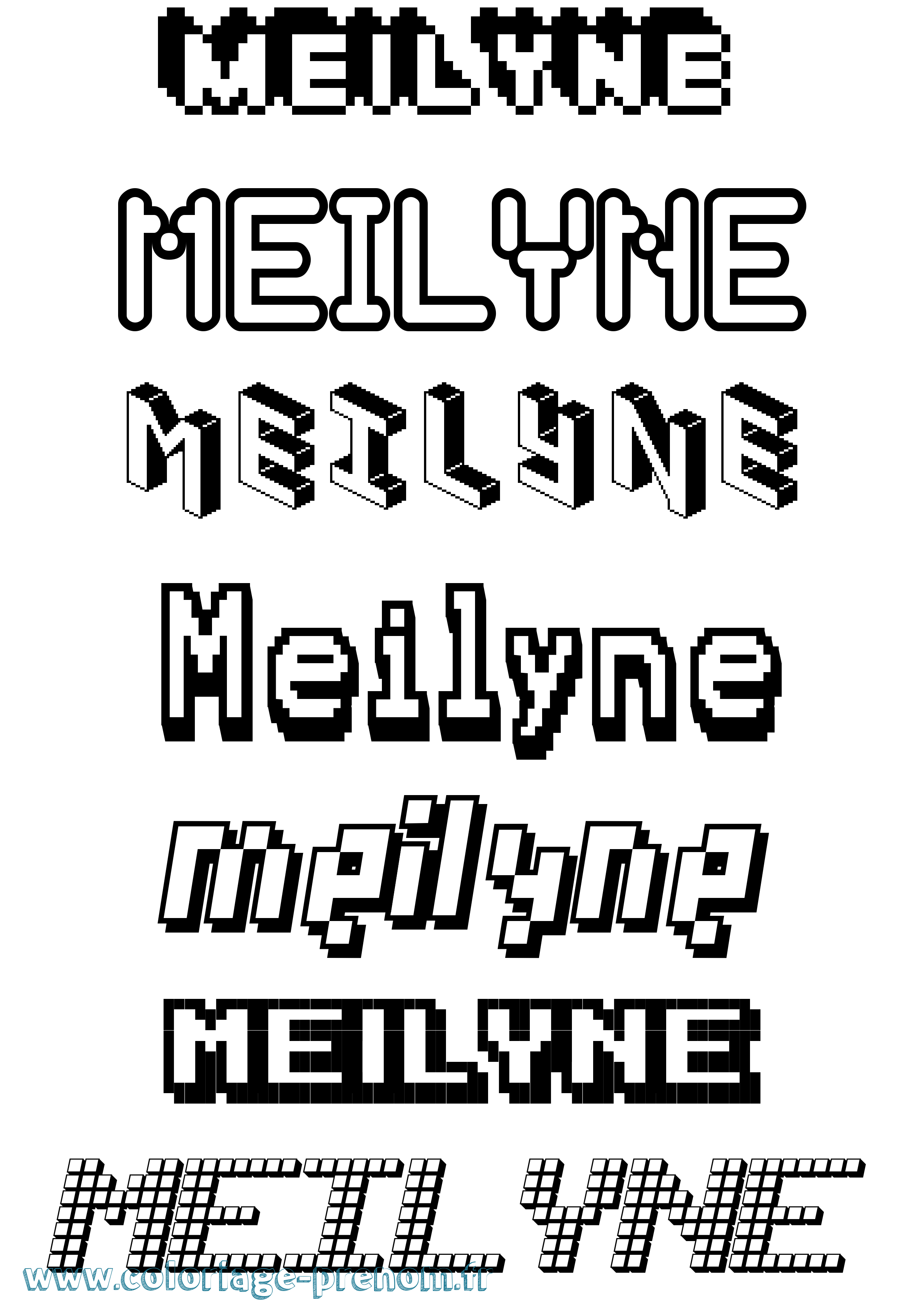 Coloriage Meilyne Pixel Coloriage prénom Meilyne Pixel