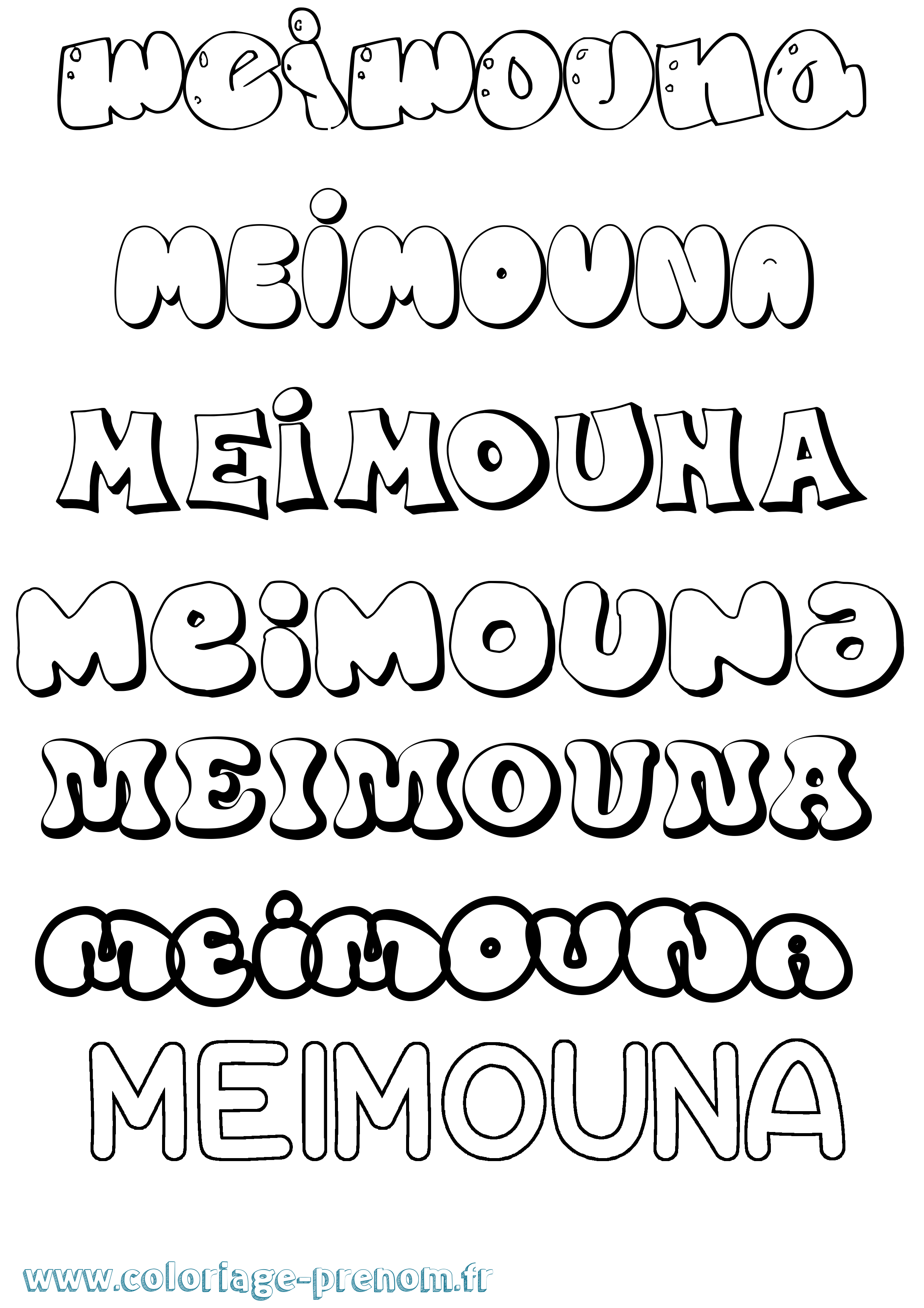 Coloriage Meimouna Bubble Coloriage prénom Meimouna Bubble