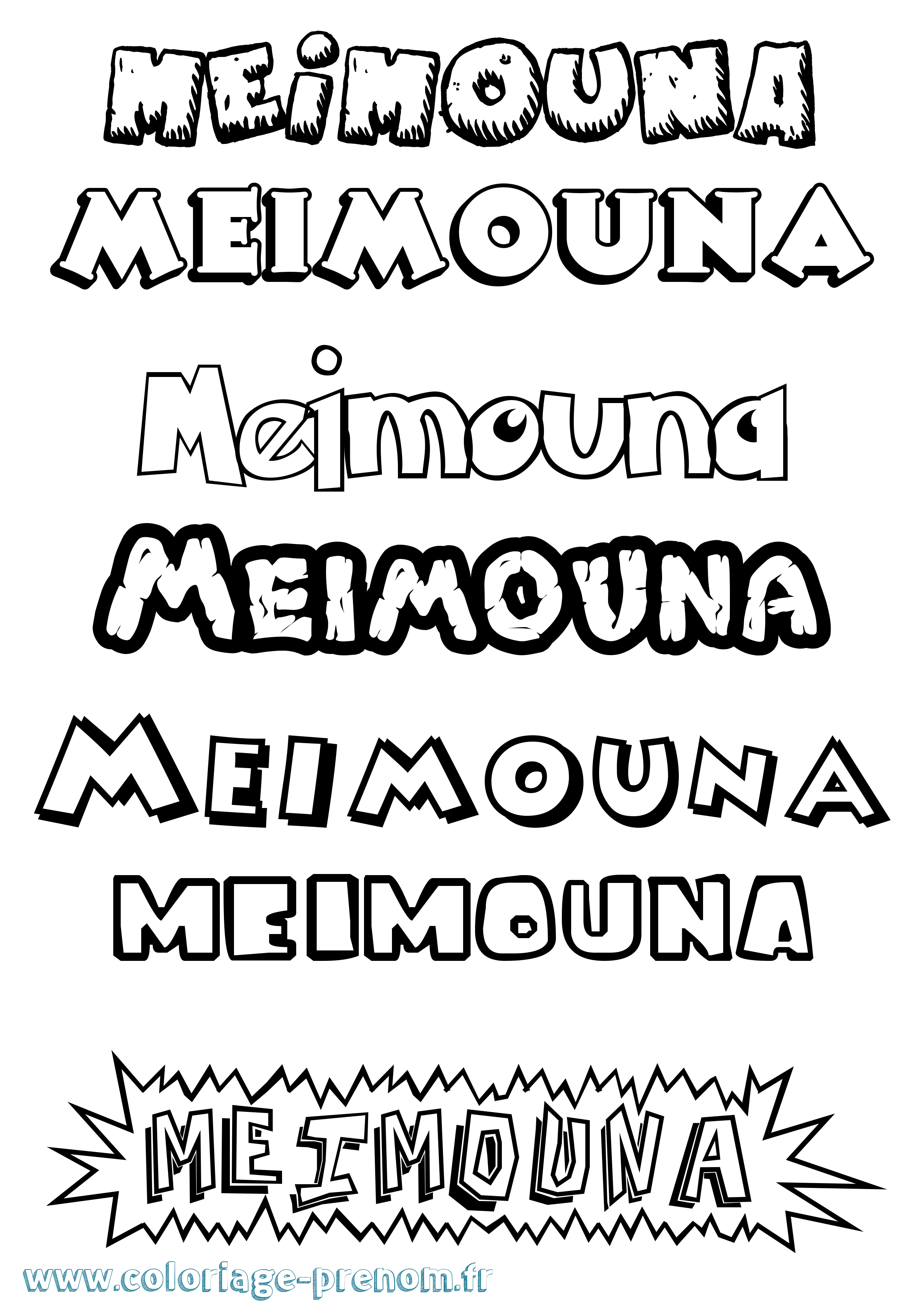 Coloriage Meimouna Dessin Animé Coloriage prénom Meimouna Dessin Animé