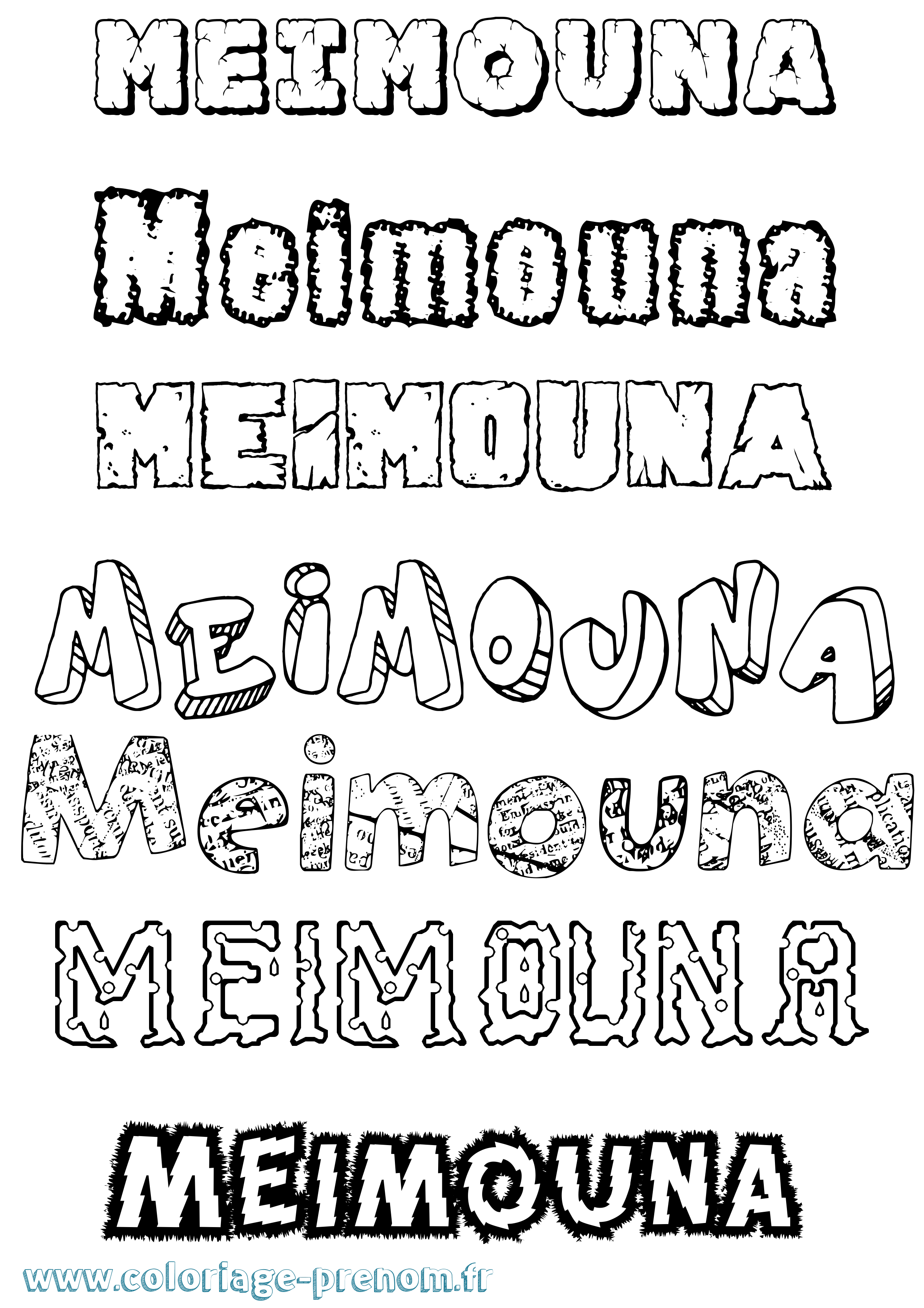 Coloriage Meimouna Destructuré Coloriage prénom Meimouna Destructuré
