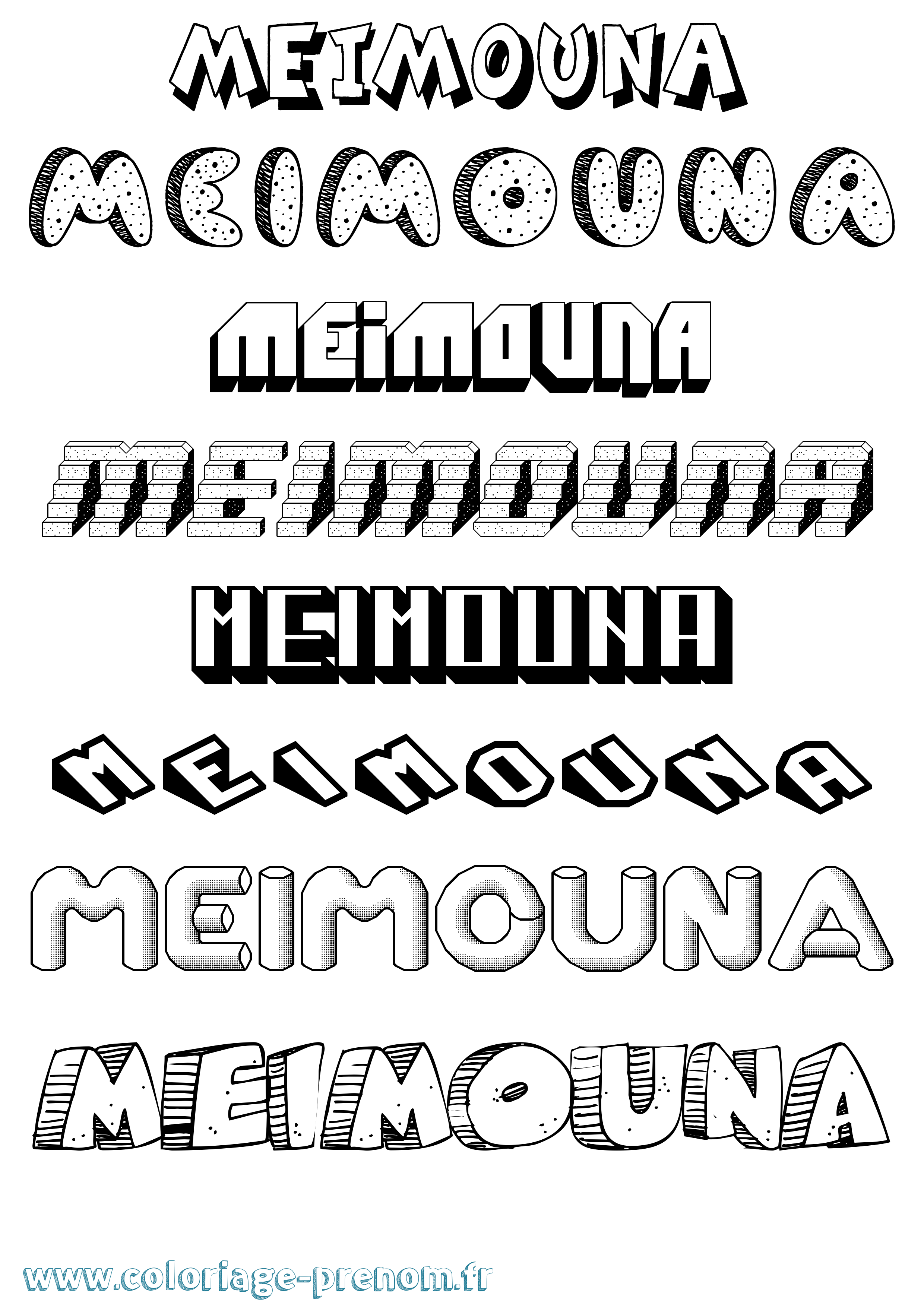 Coloriage Meimouna Effet 3D Coloriage prénom Meimouna Effet 3D