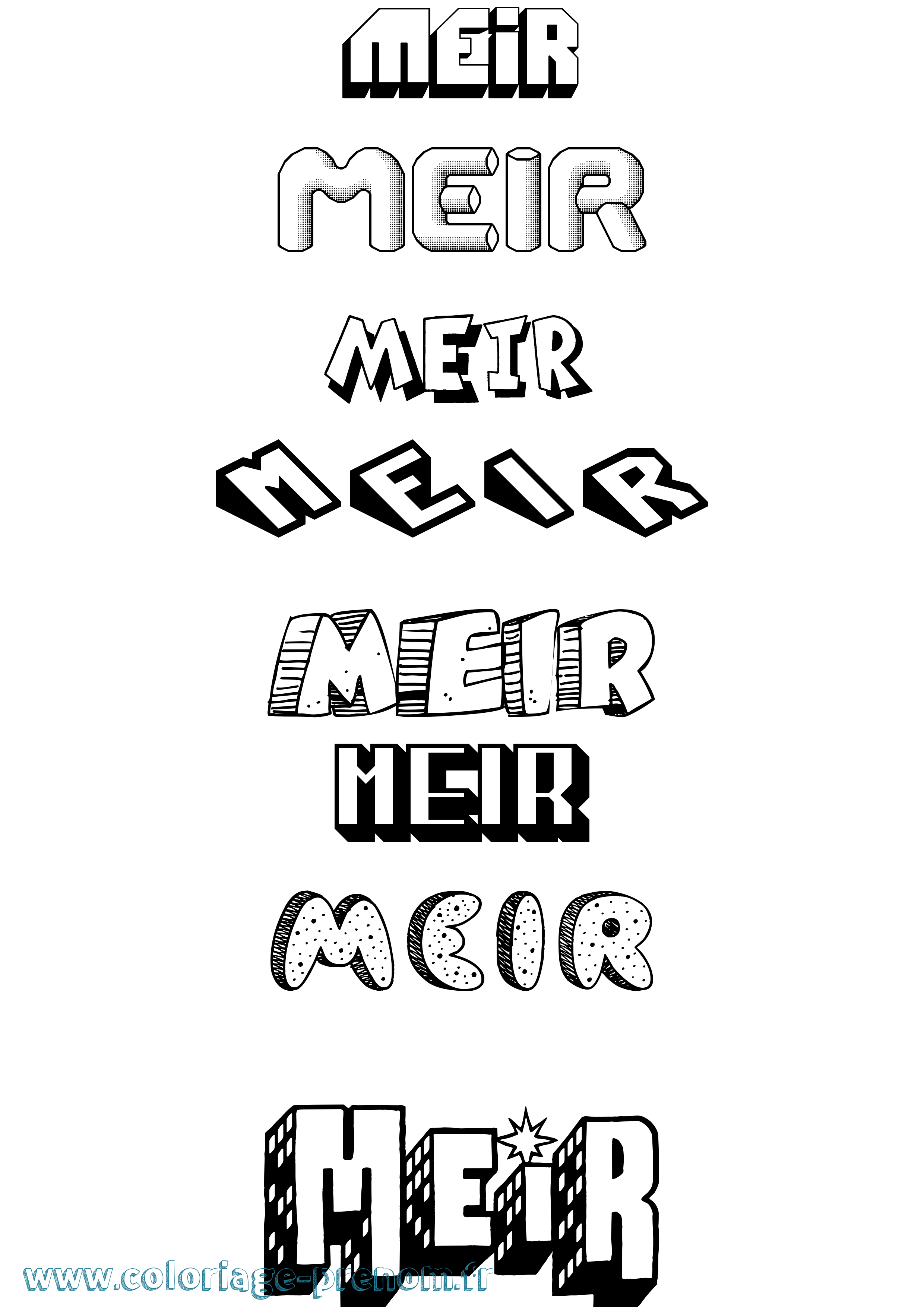 Coloriage Meir Effet 3D Coloriage prénom Meir Effet 3D