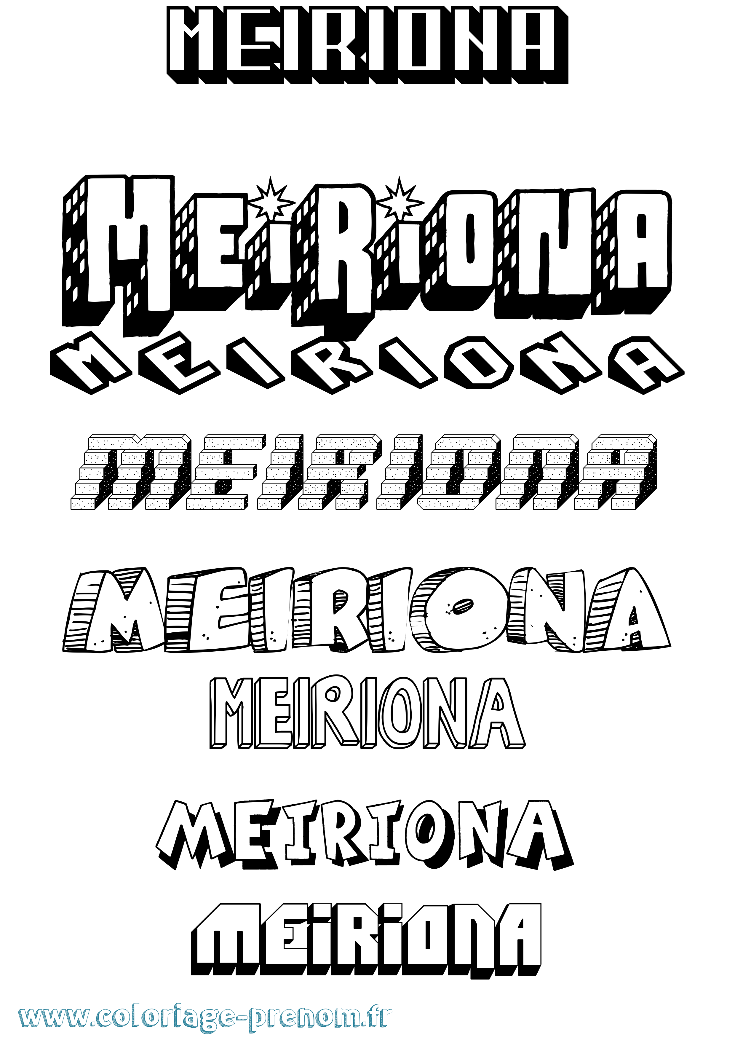 Coloriage Meiriona Effet 3D Coloriage prénom Meiriona Effet 3D