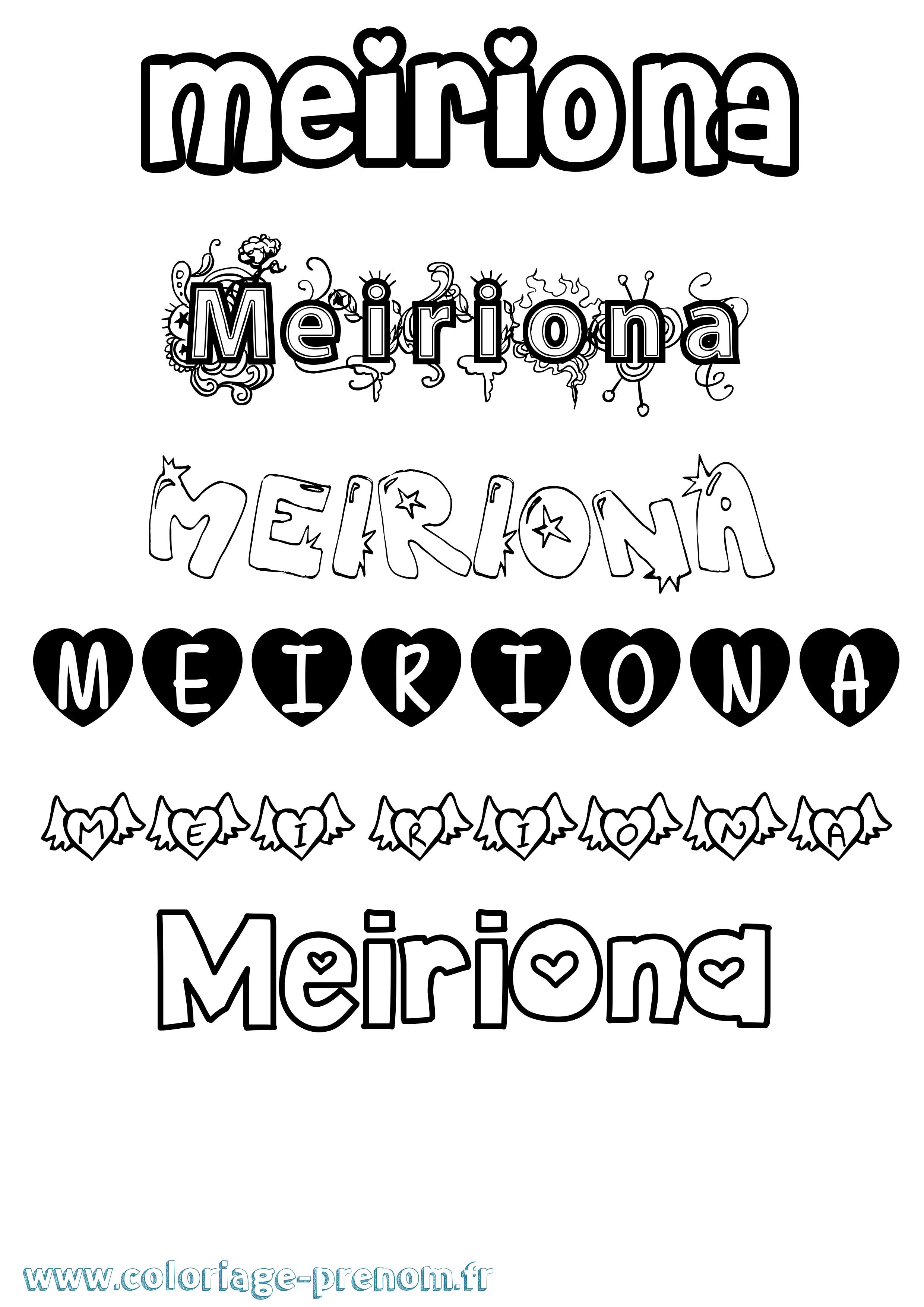 Coloriage Meiriona Girly Coloriage prénom Meiriona Girly