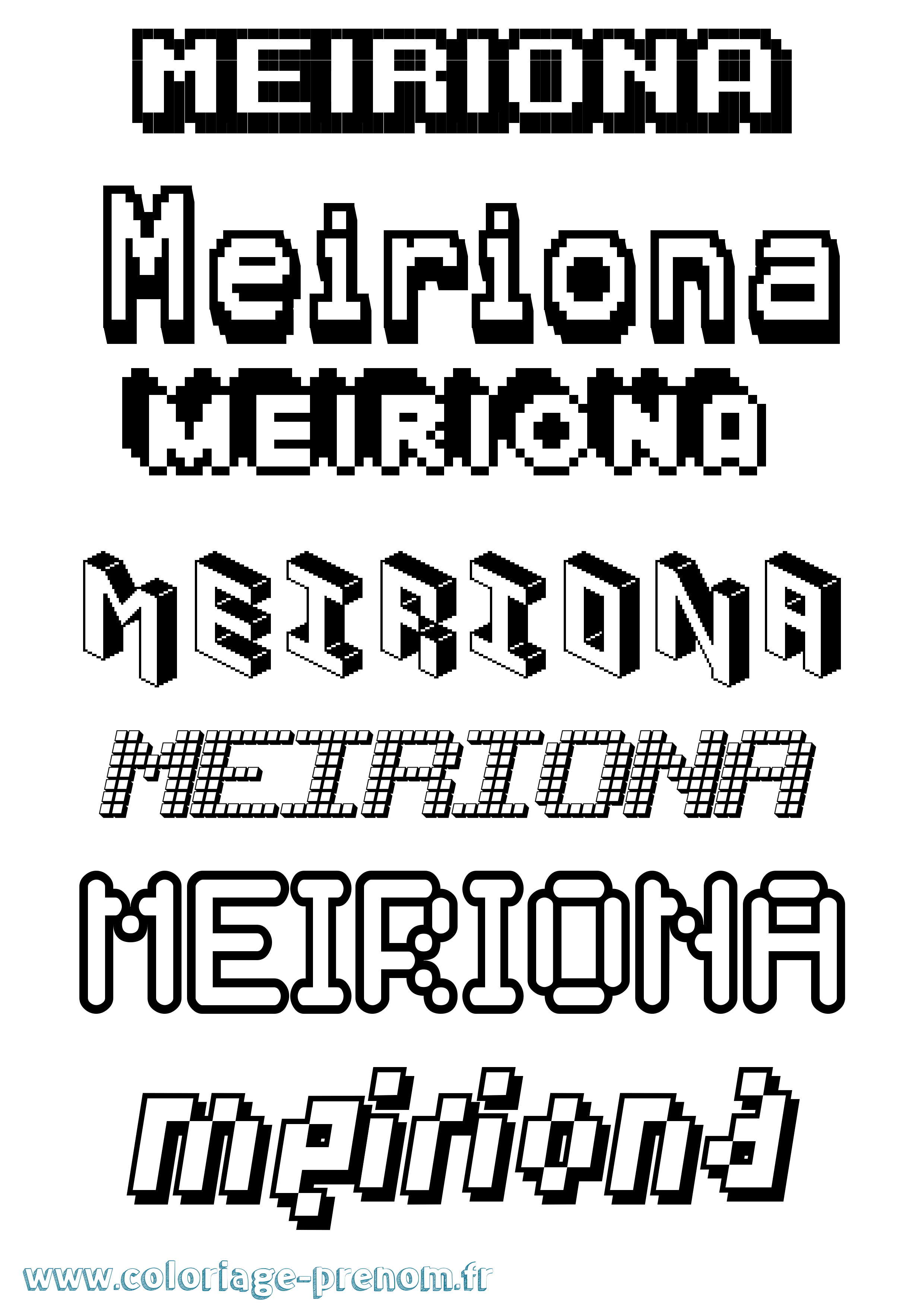 Coloriage Meiriona Pixel Coloriage prénom Meiriona Pixel