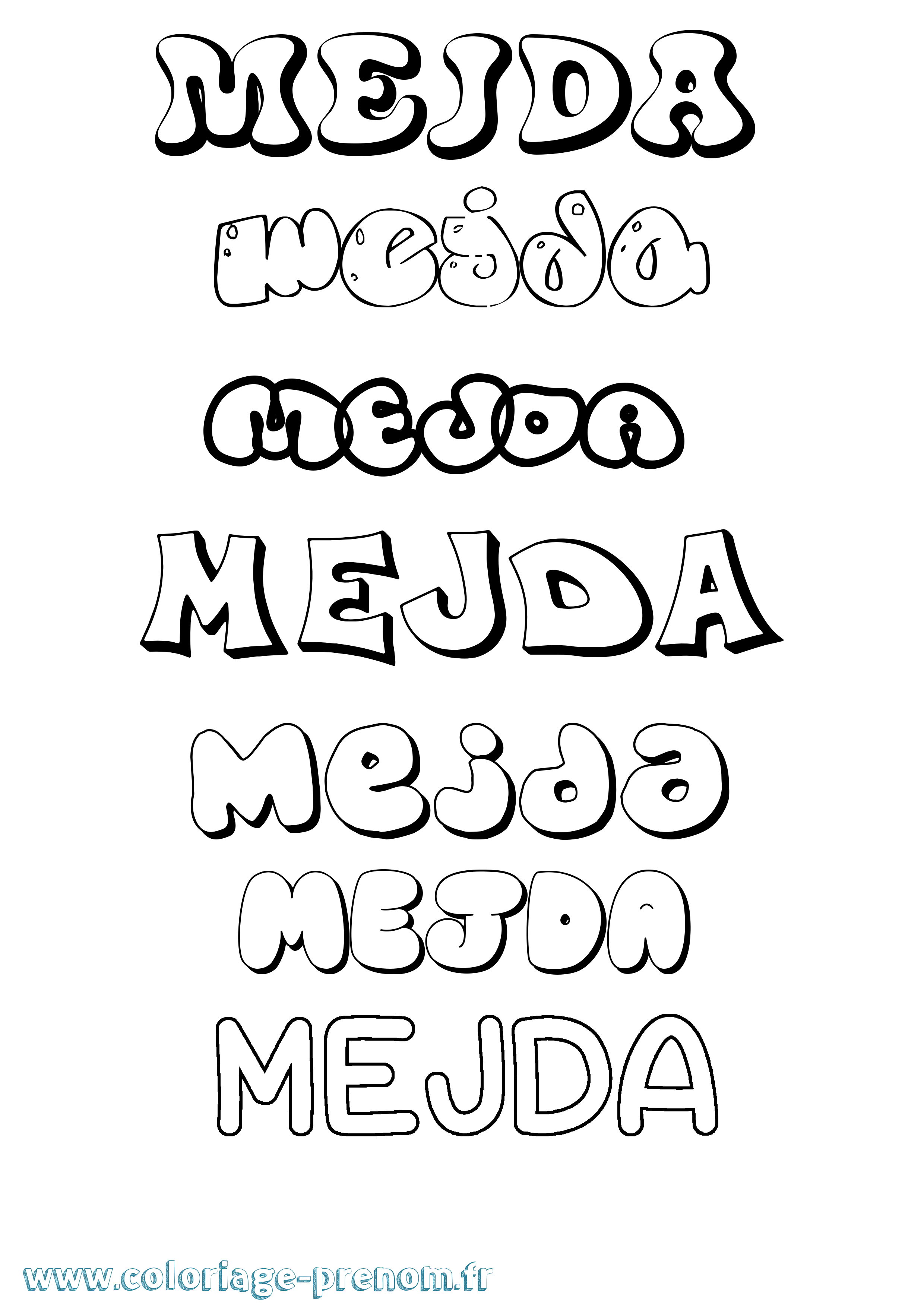 Coloriage Mejda Bubble Coloriage prénom Mejda Bubble