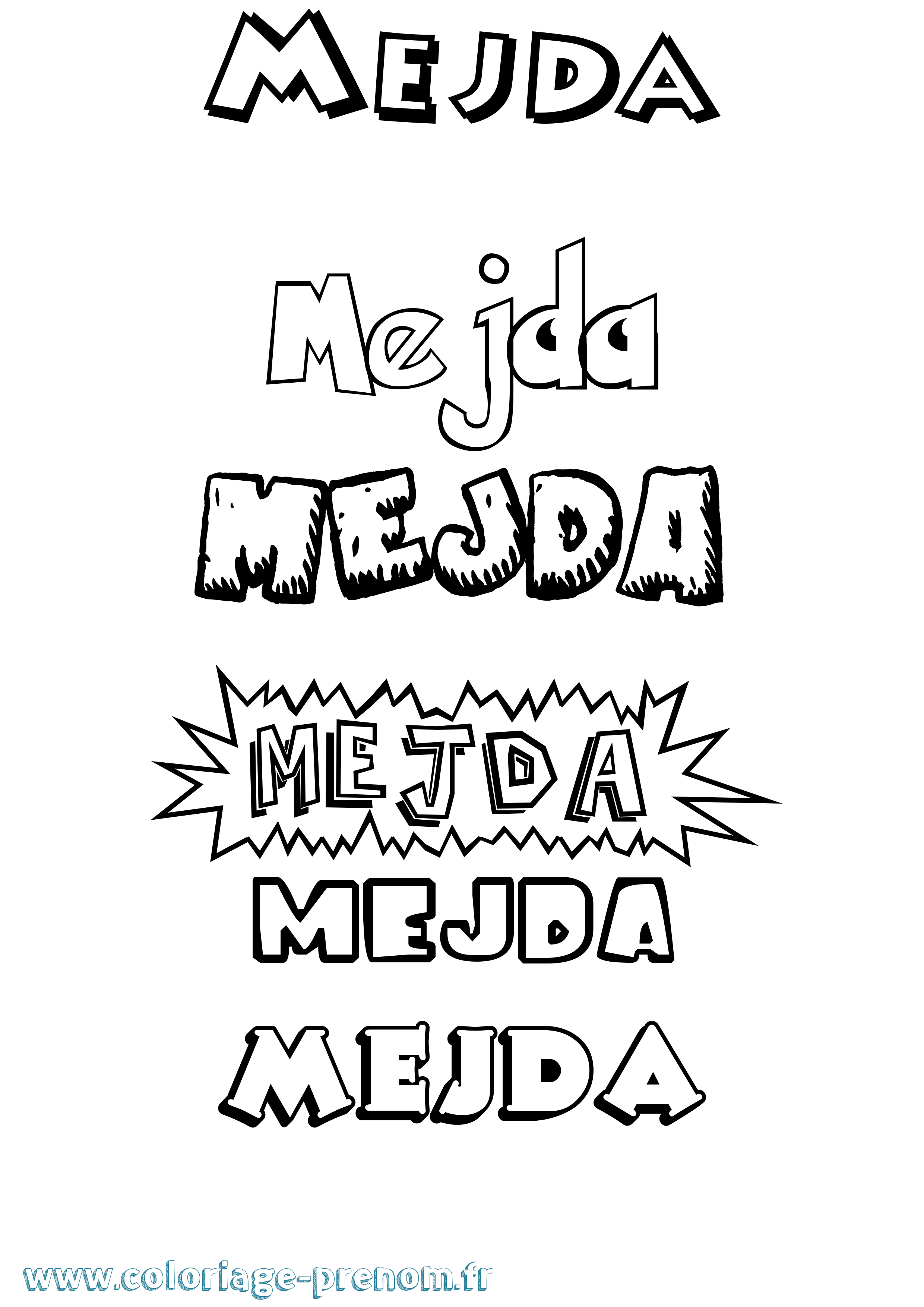 Coloriage Mejda Dessin Animé Coloriage prénom Mejda Dessin Animé
