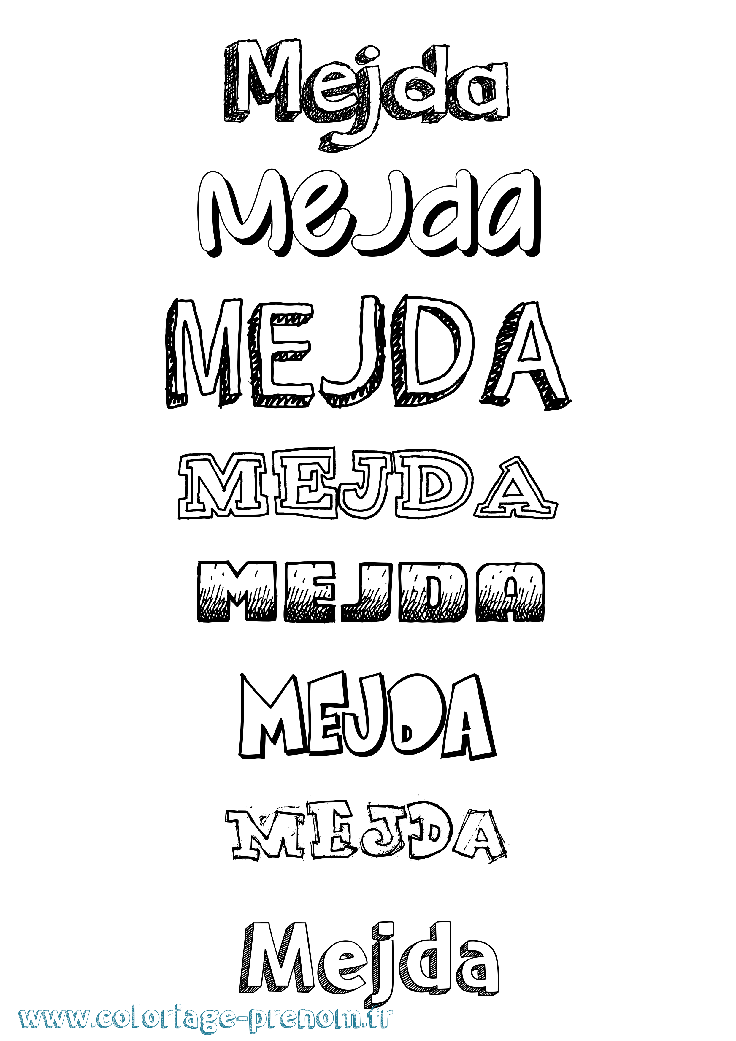 Coloriage Mejda Dessiné Coloriage prénom Mejda Dessiné