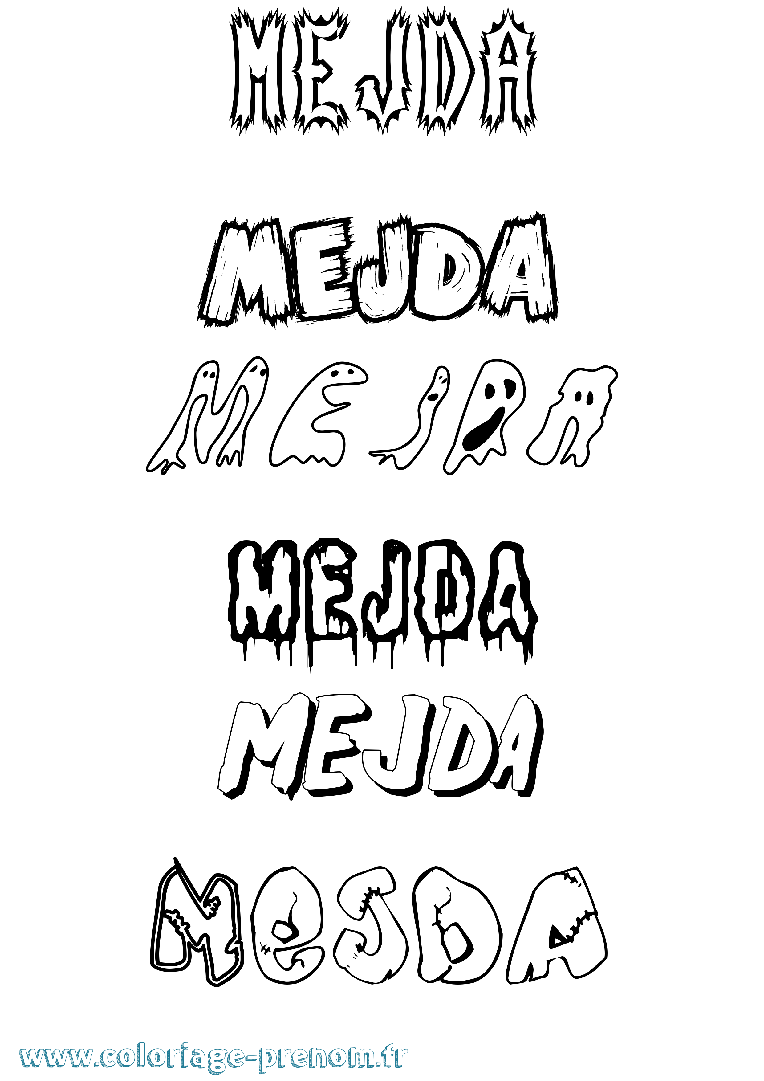 Coloriage Mejda Frisson Coloriage prénom Mejda Frisson