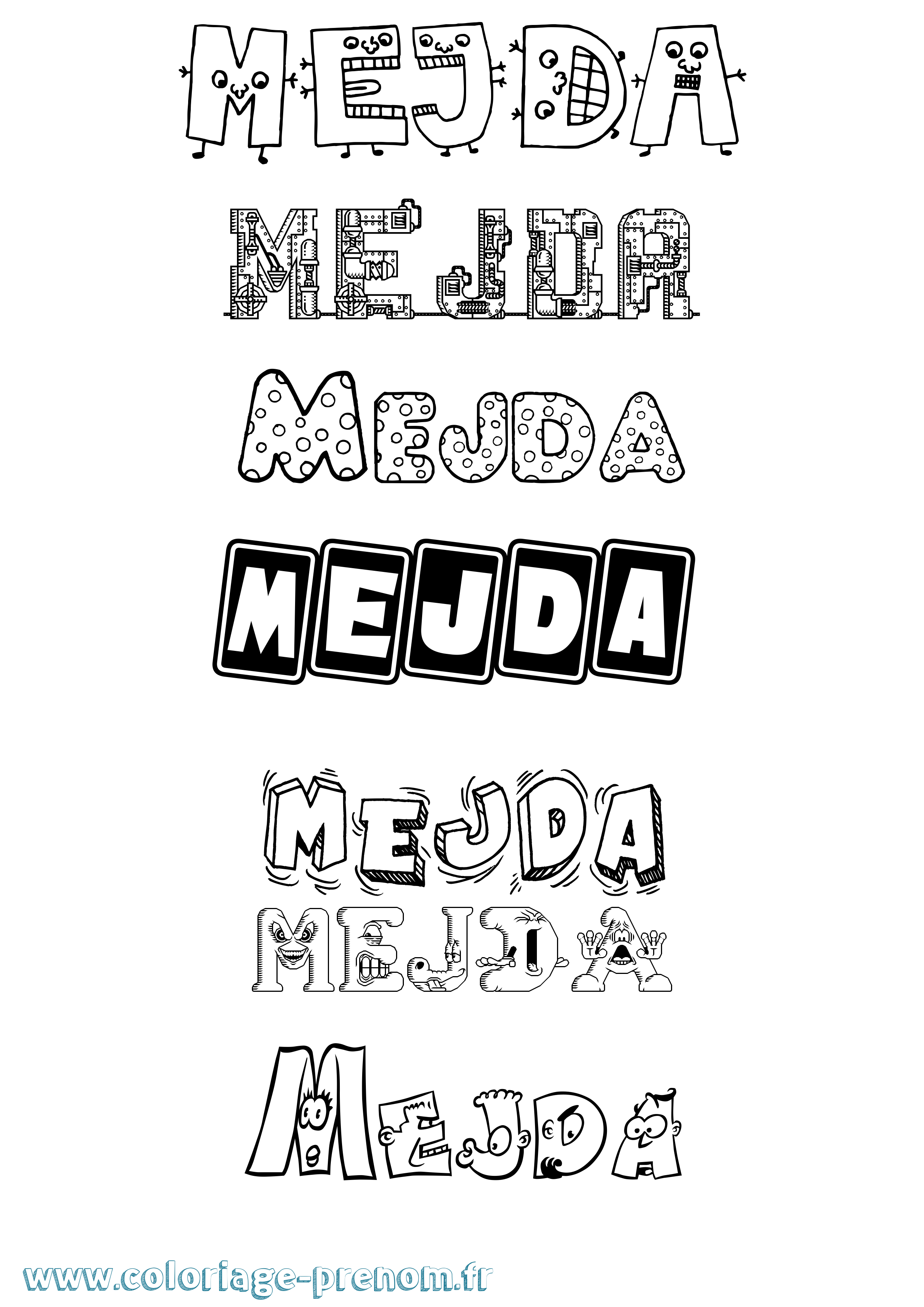 Coloriage Mejda Fun Coloriage prénom Mejda Fun