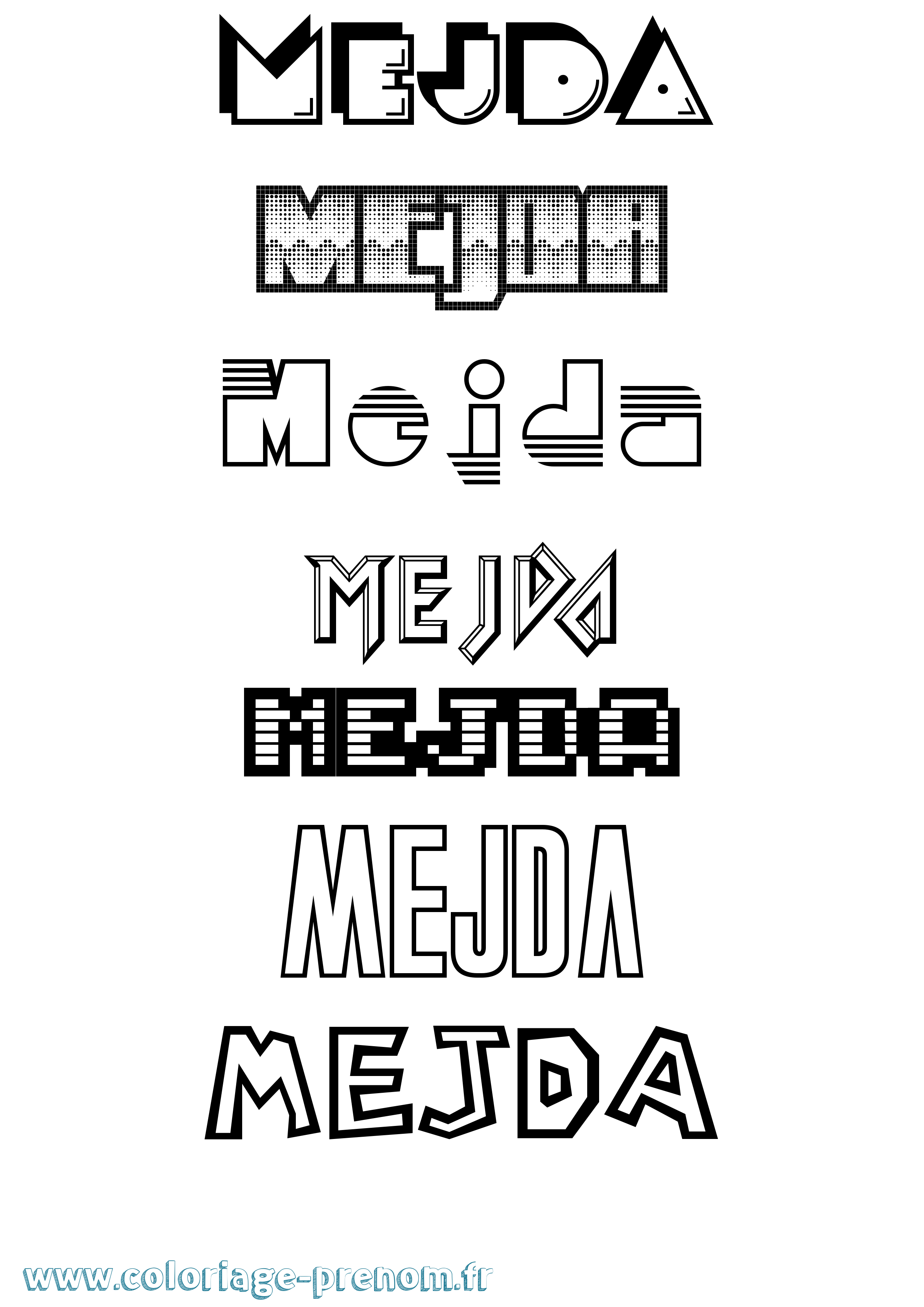 Coloriage Mejda Jeux Vidéos Coloriage prénom Mejda Jeux Vidéos