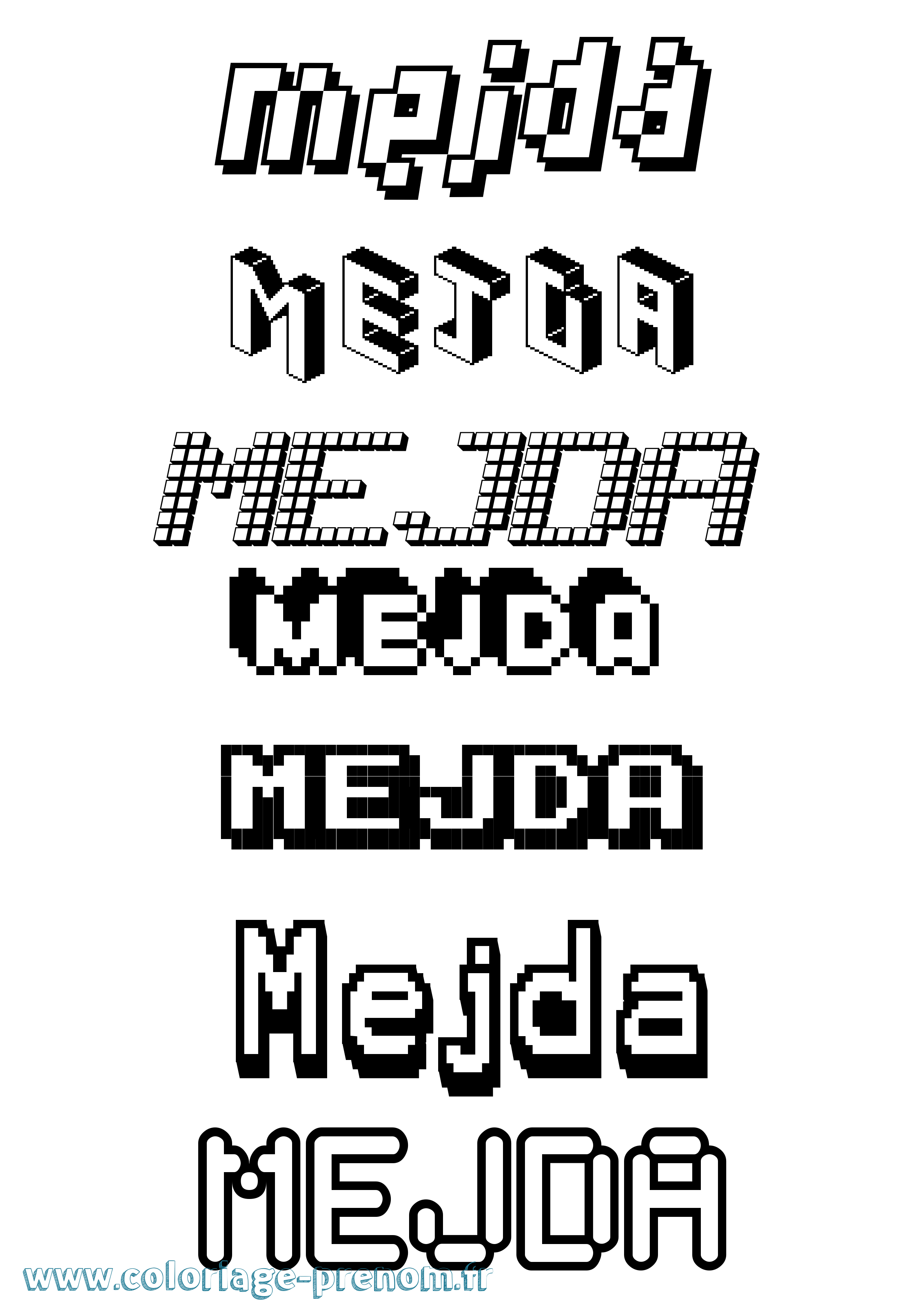 Coloriage Mejda Pixel Coloriage prénom Mejda Pixel