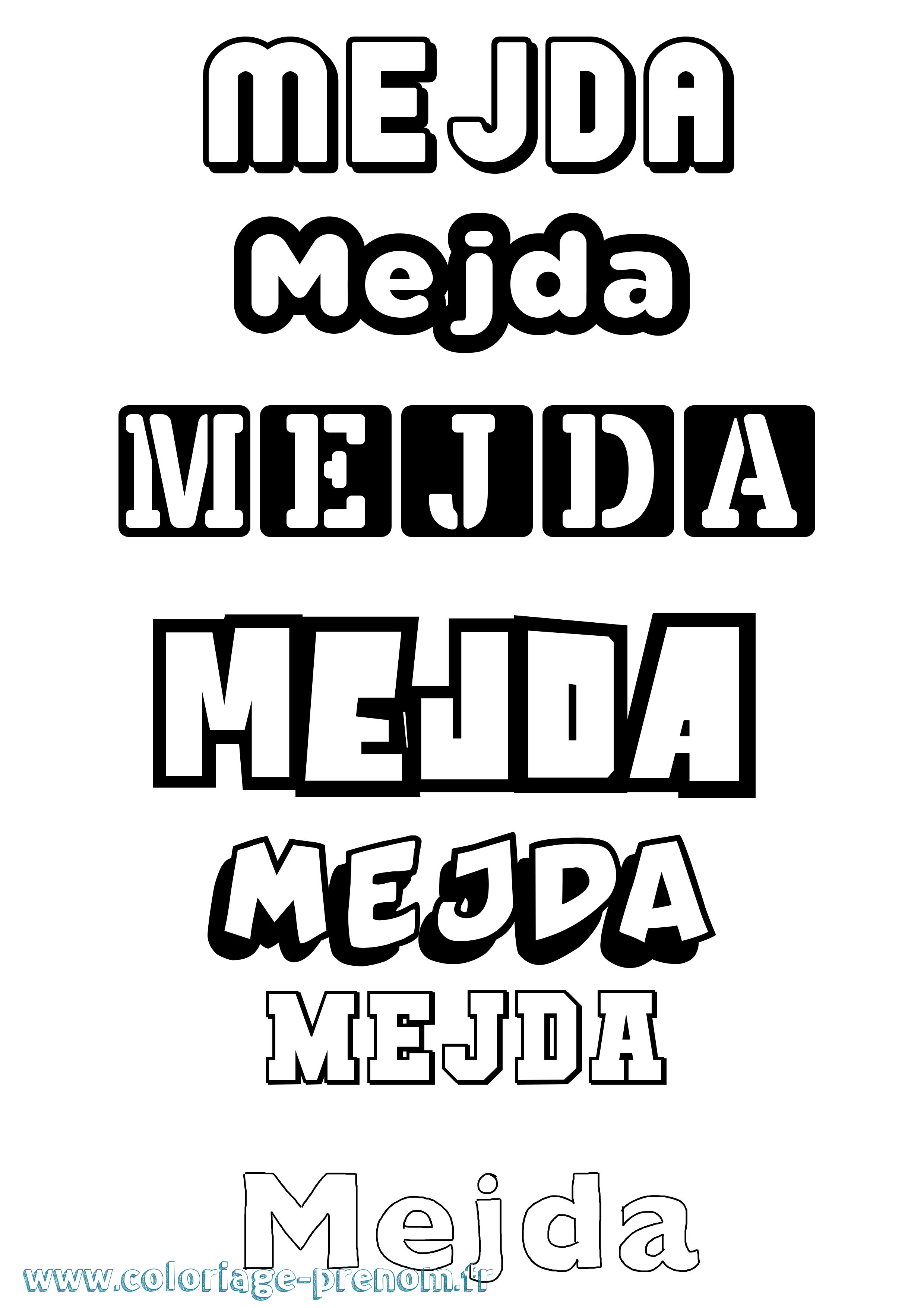 Coloriage Mejda Simple Coloriage prénom Mejda Simple