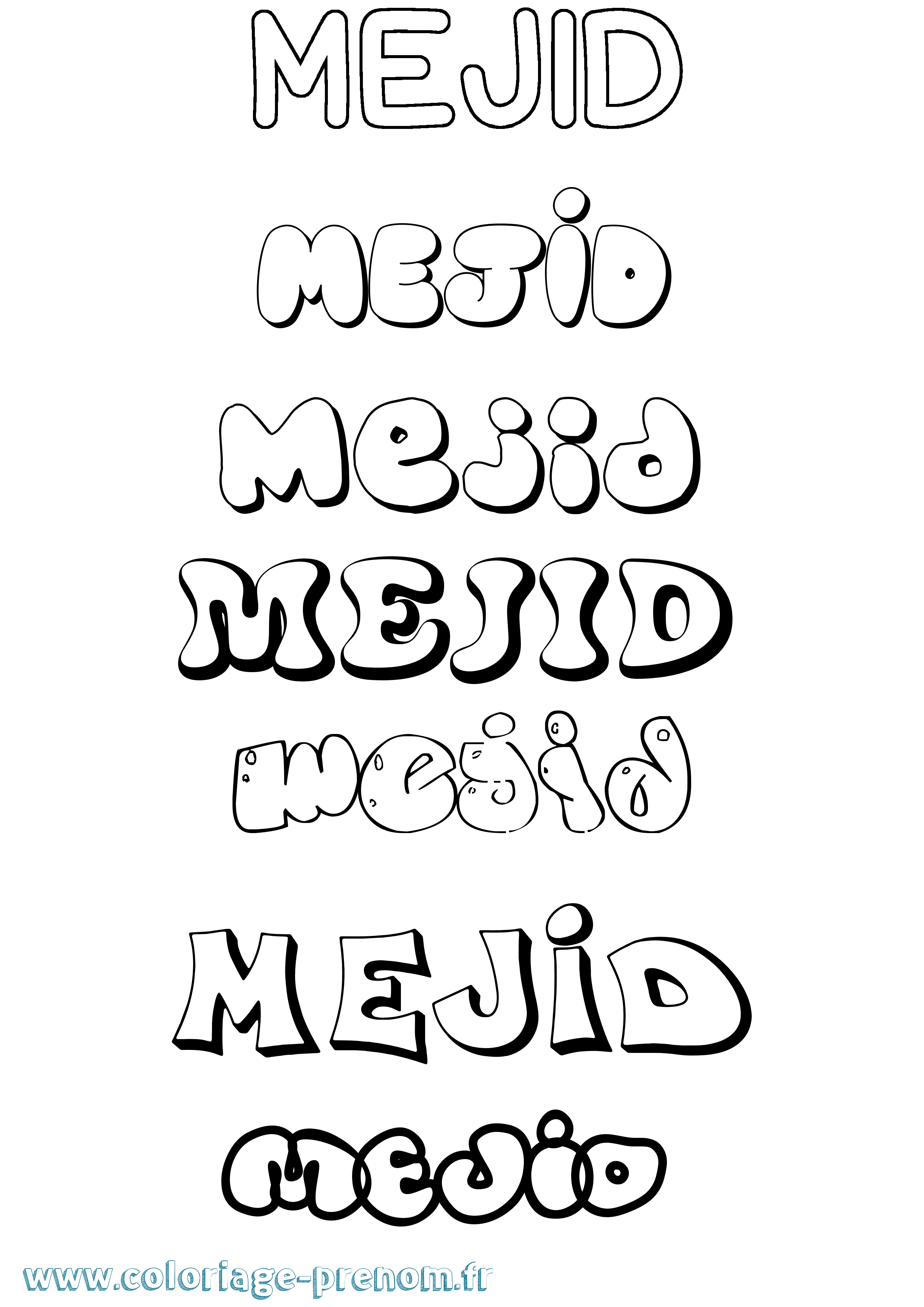 Coloriage Mejid Bubble Coloriage prénom Mejid Bubble