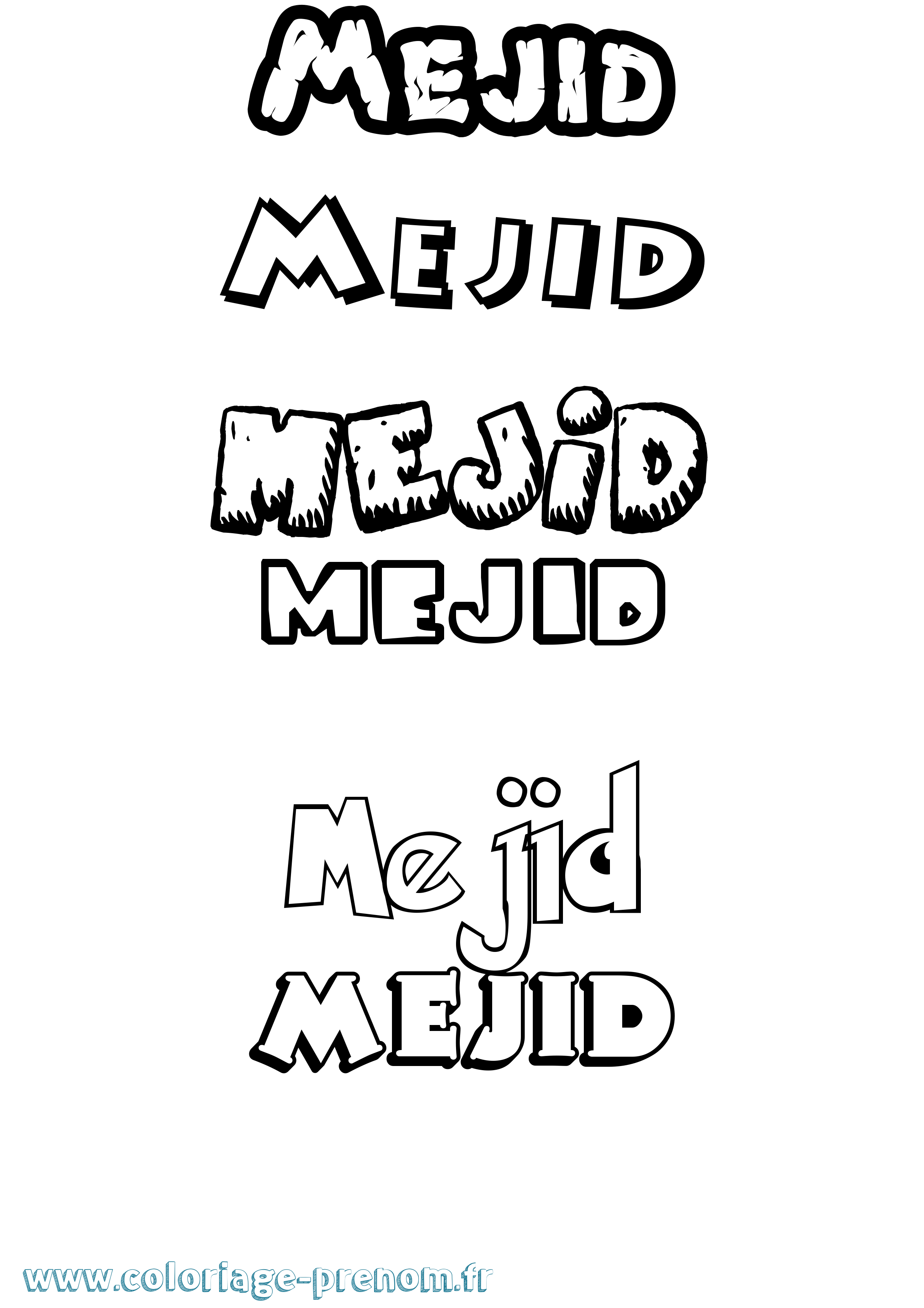 Coloriage Mejid Dessin Animé Coloriage prénom Mejid Dessin Animé