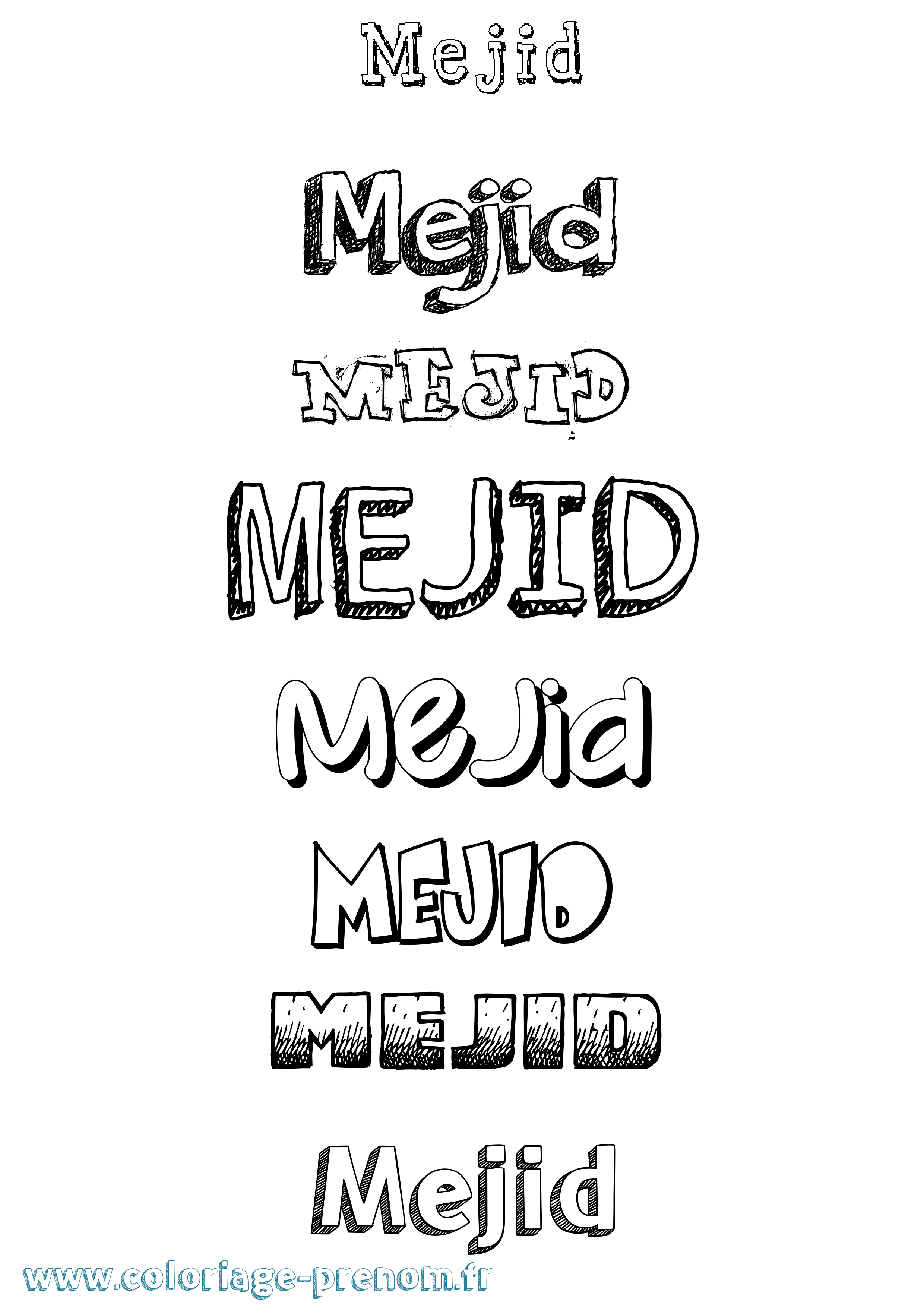Coloriage Mejid Dessiné Coloriage prénom Mejid Dessiné