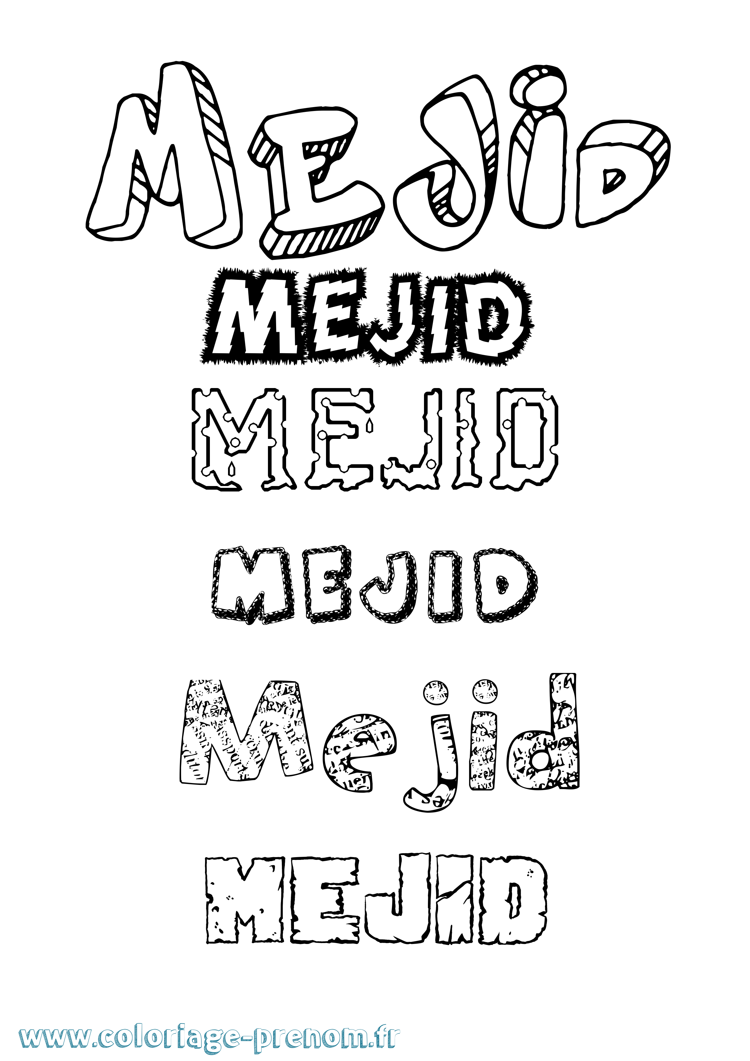 Coloriage Mejid Destructuré Coloriage prénom Mejid Destructuré
