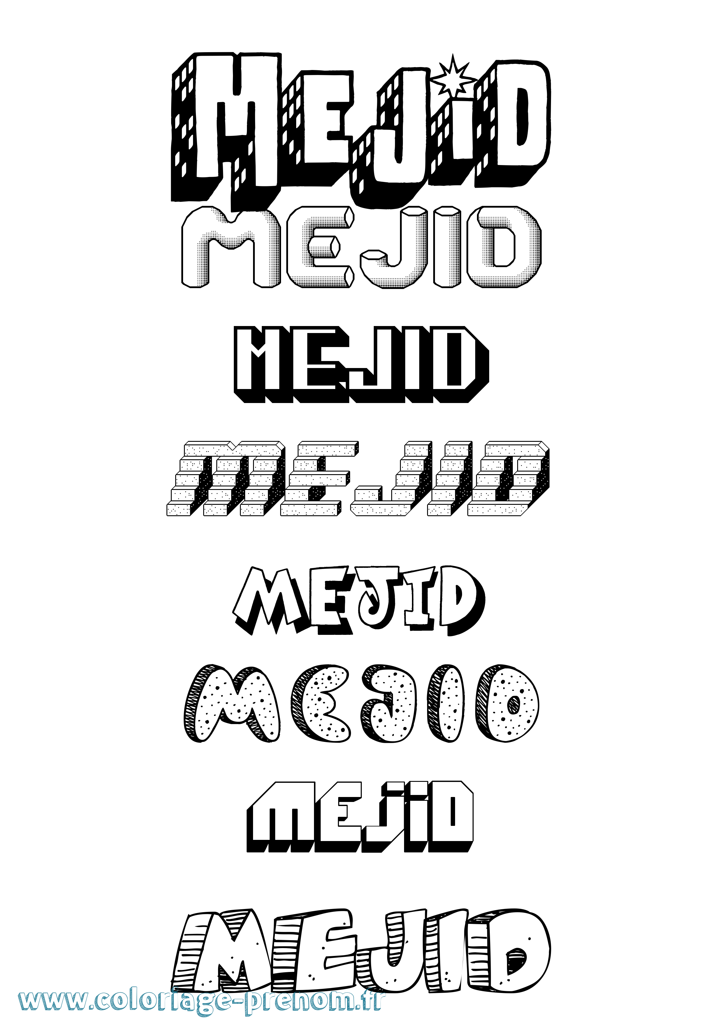 Coloriage Mejid Effet 3D Coloriage prénom Mejid Effet 3D