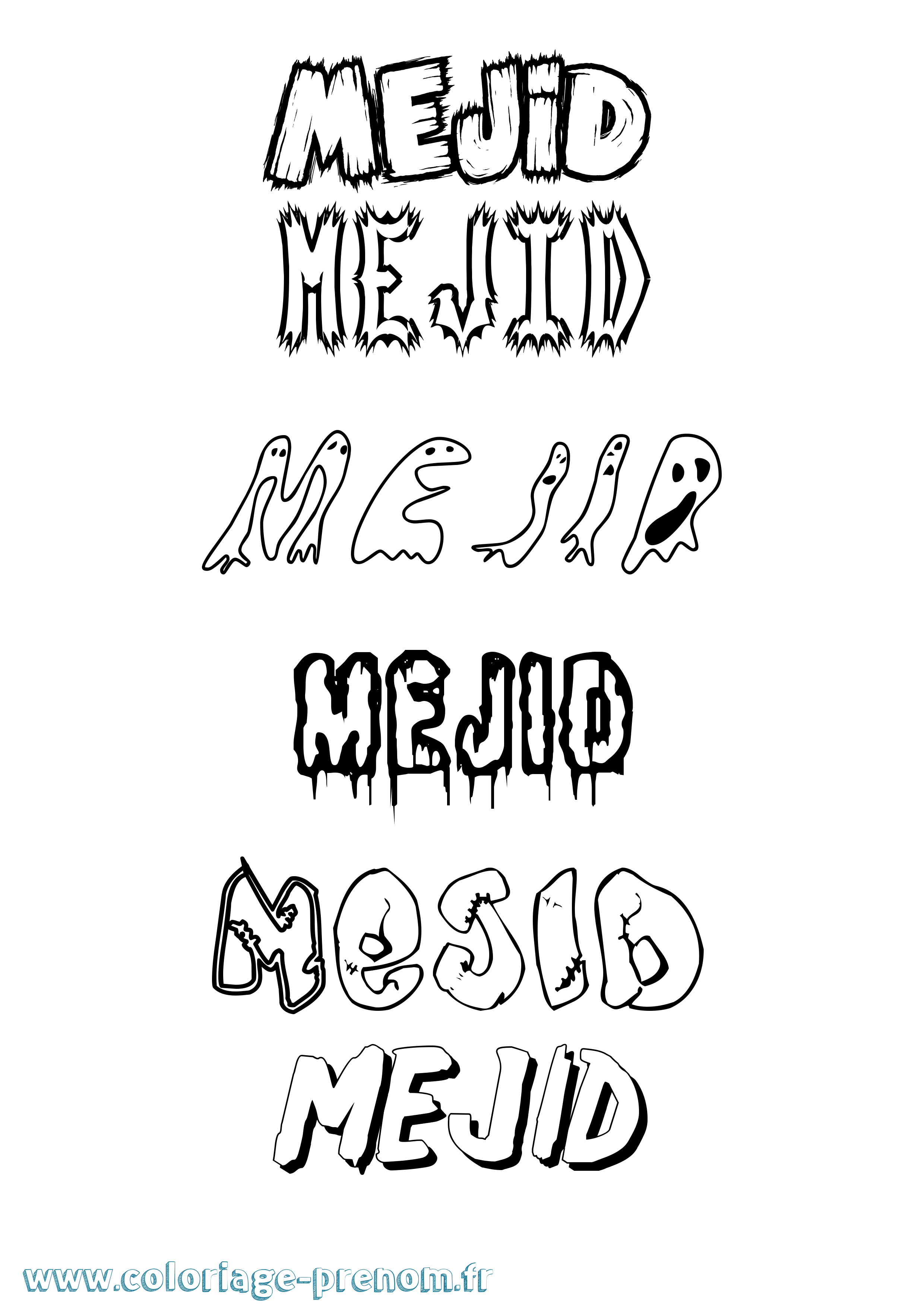 Coloriage Mejid Frisson Coloriage prénom Mejid Frisson