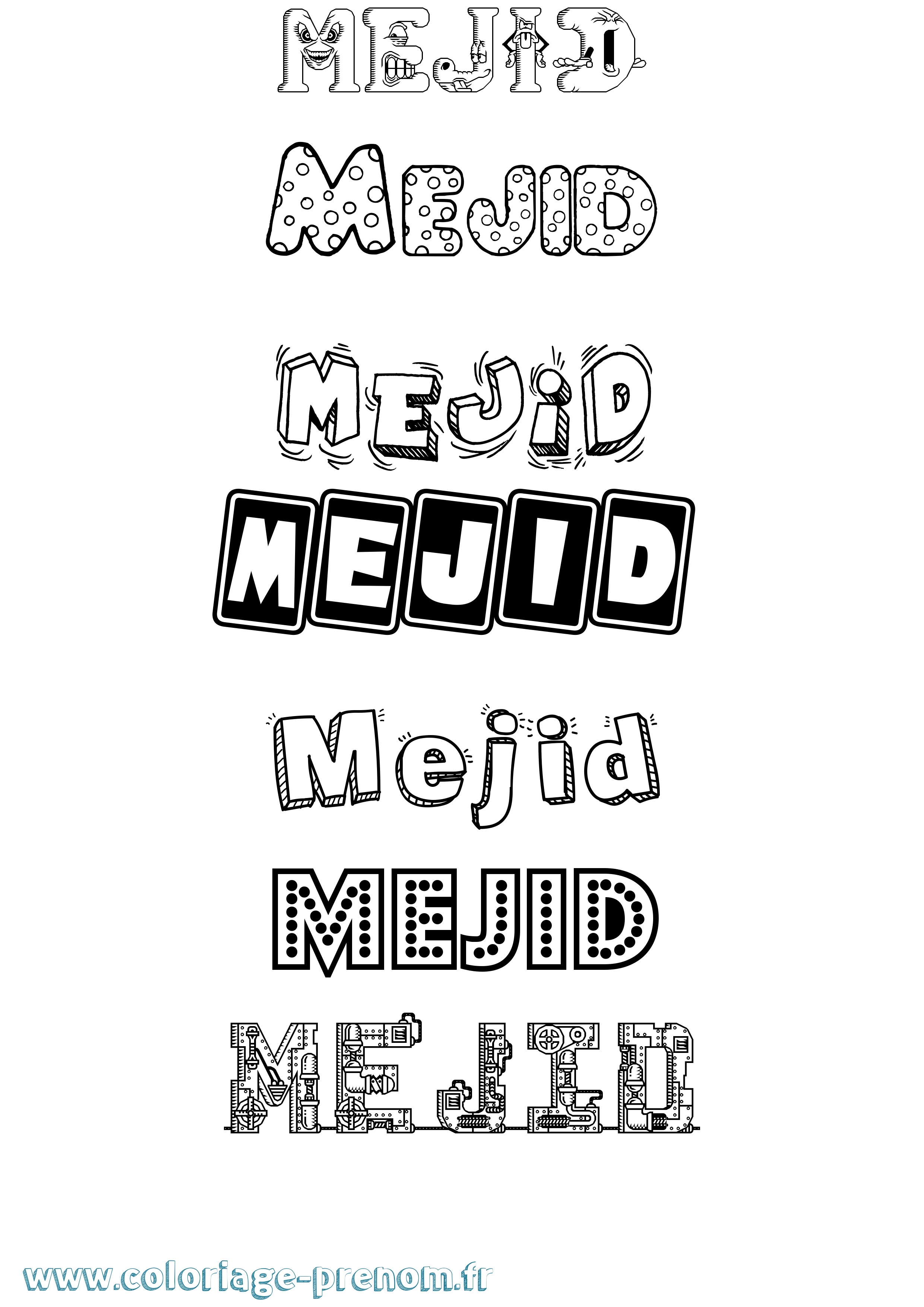 Coloriage Mejid Fun Coloriage prénom Mejid Fun