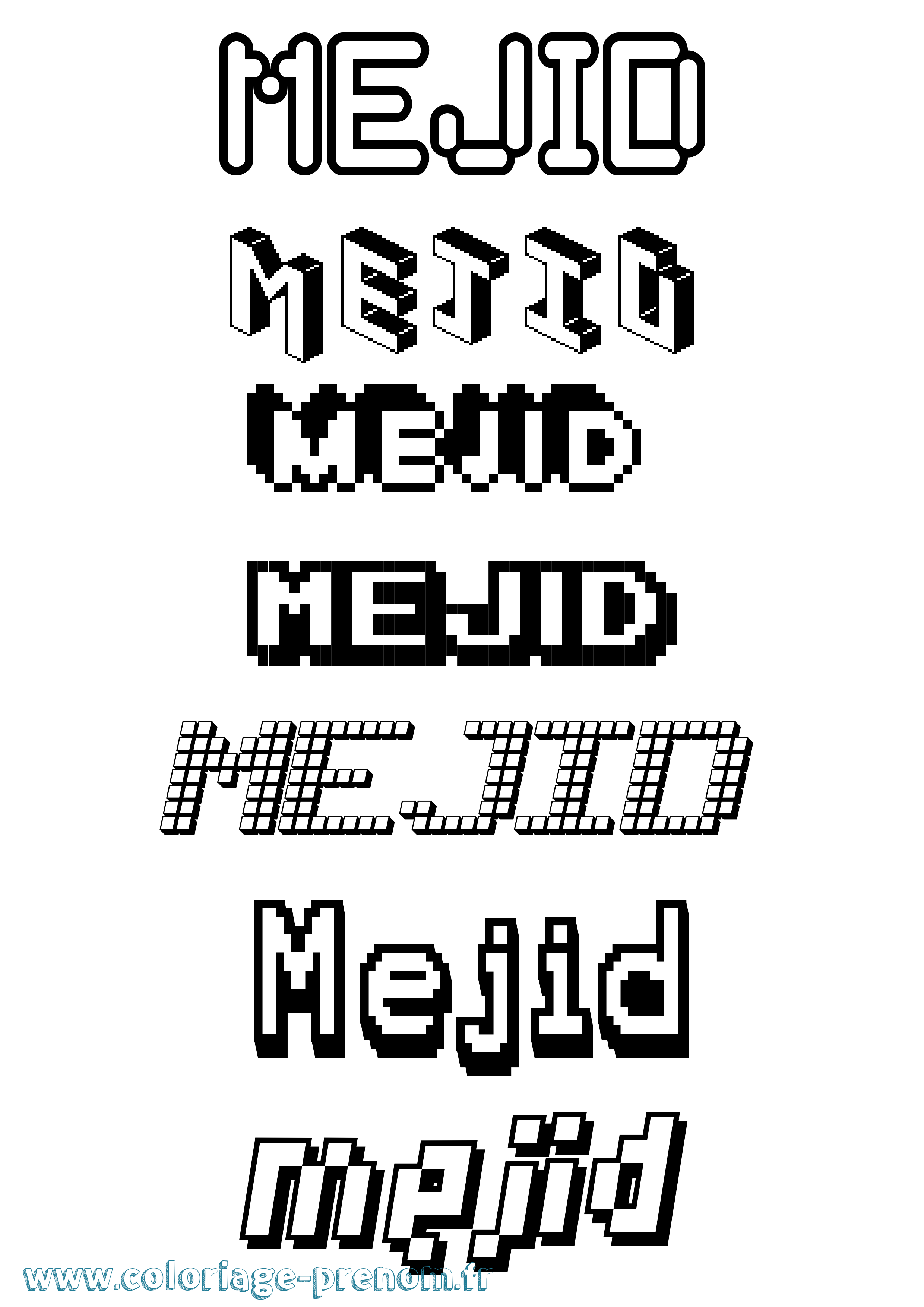 Coloriage Mejid Pixel Coloriage prénom Mejid Pixel