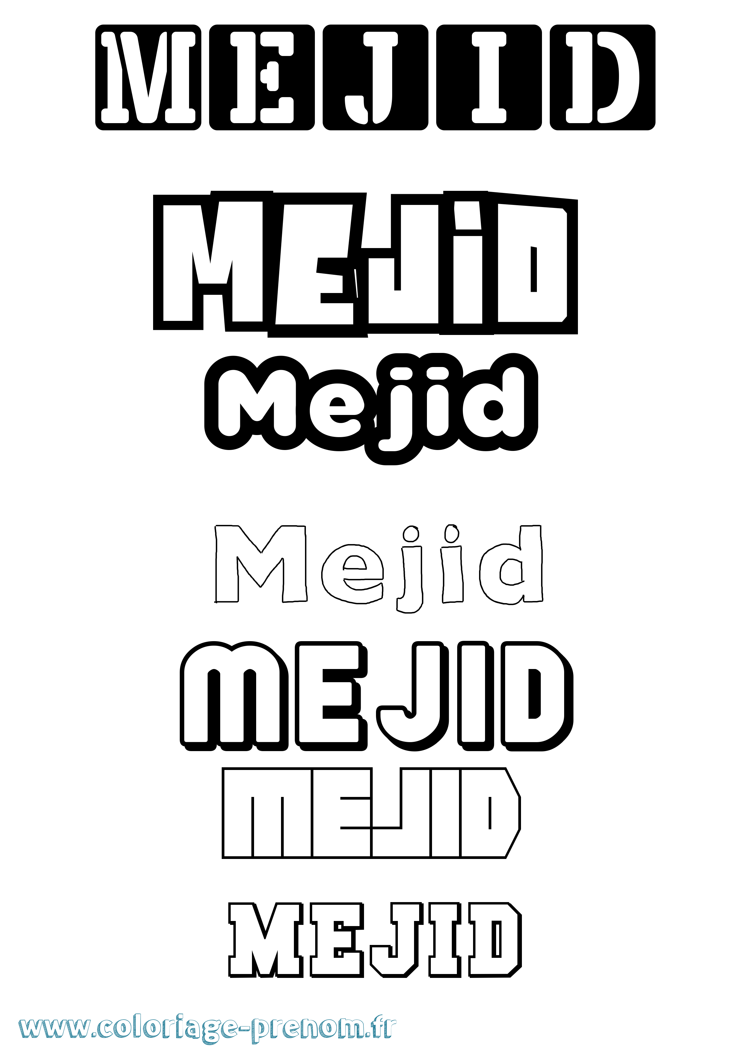 Coloriage Mejid Simple Coloriage prénom Mejid Simple
