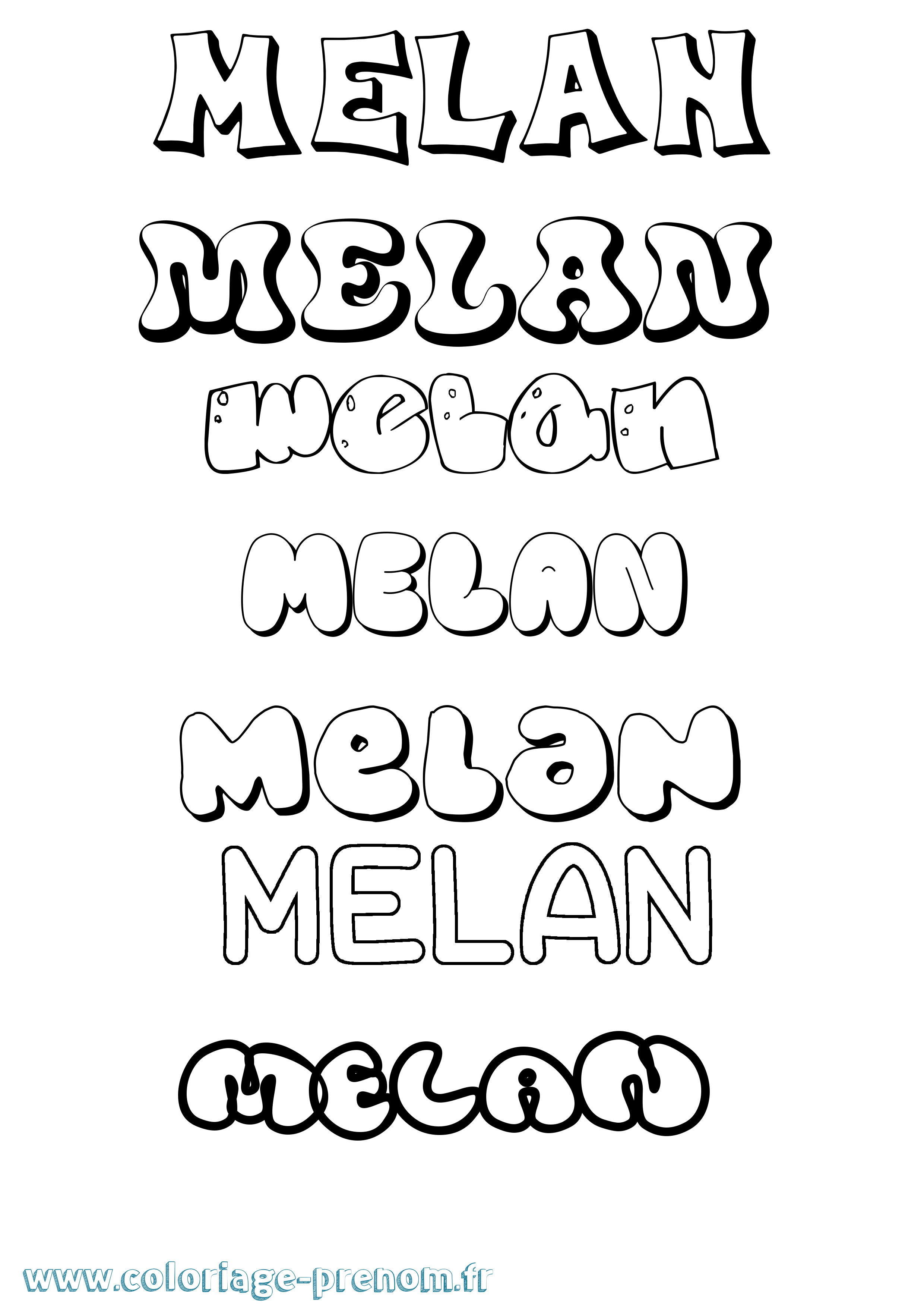 Coloriage Melan Bubble Coloriage prénom Melan Bubble