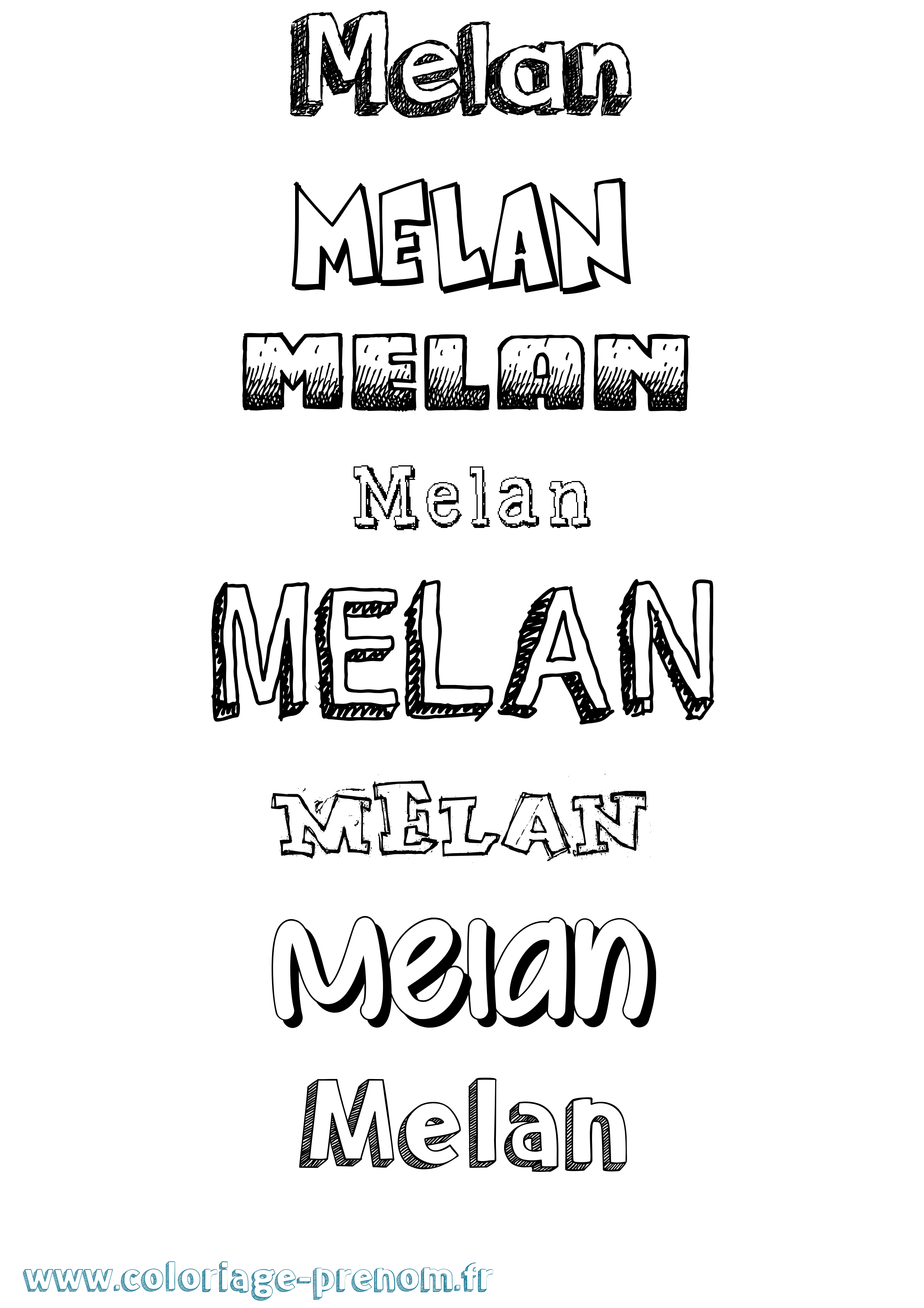 Coloriage Melan Dessiné Coloriage prénom Melan Dessiné