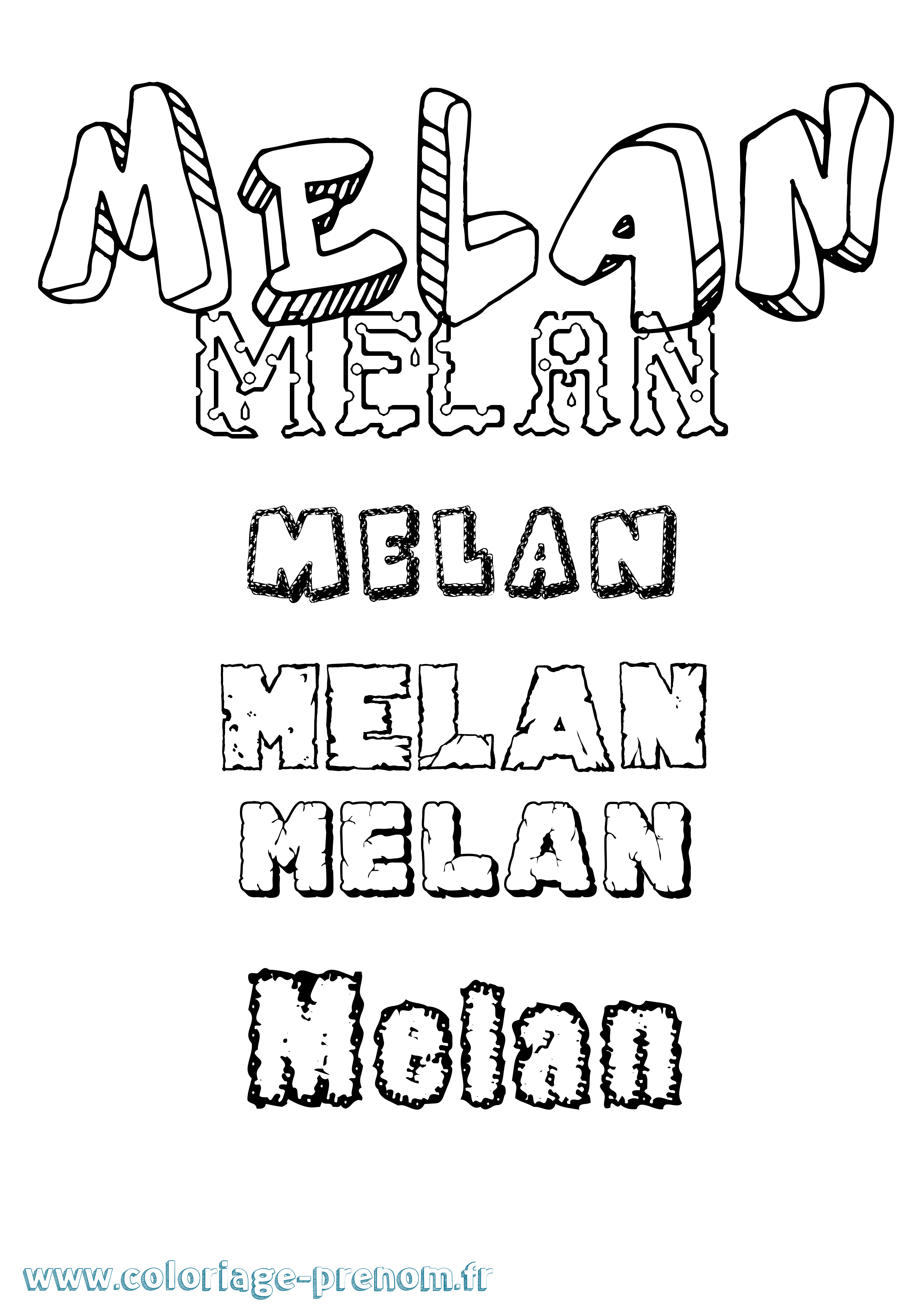 Coloriage Melan Destructuré Coloriage prénom Melan Destructuré