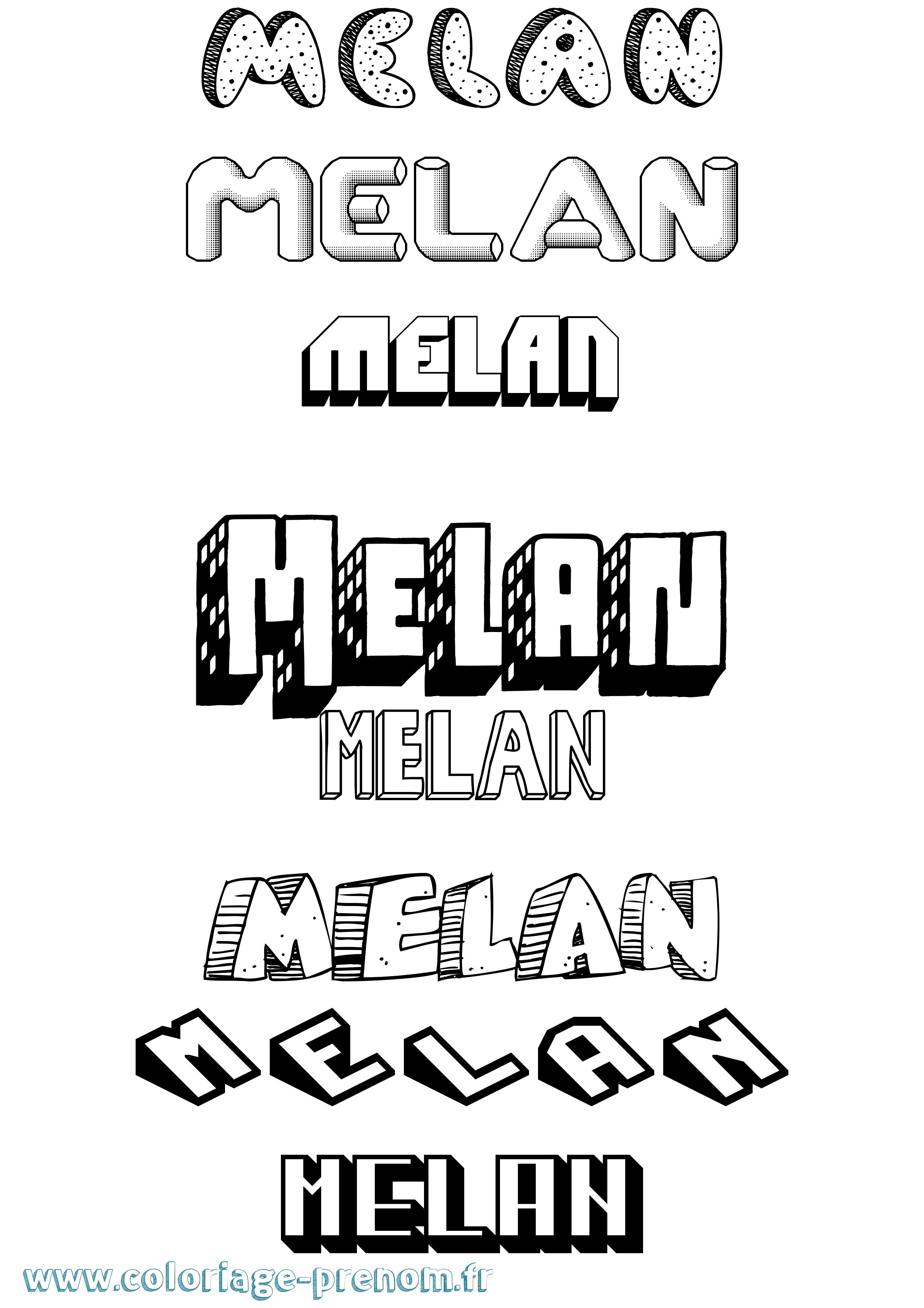 Coloriage Melan Effet 3D Coloriage prénom Melan Effet 3D