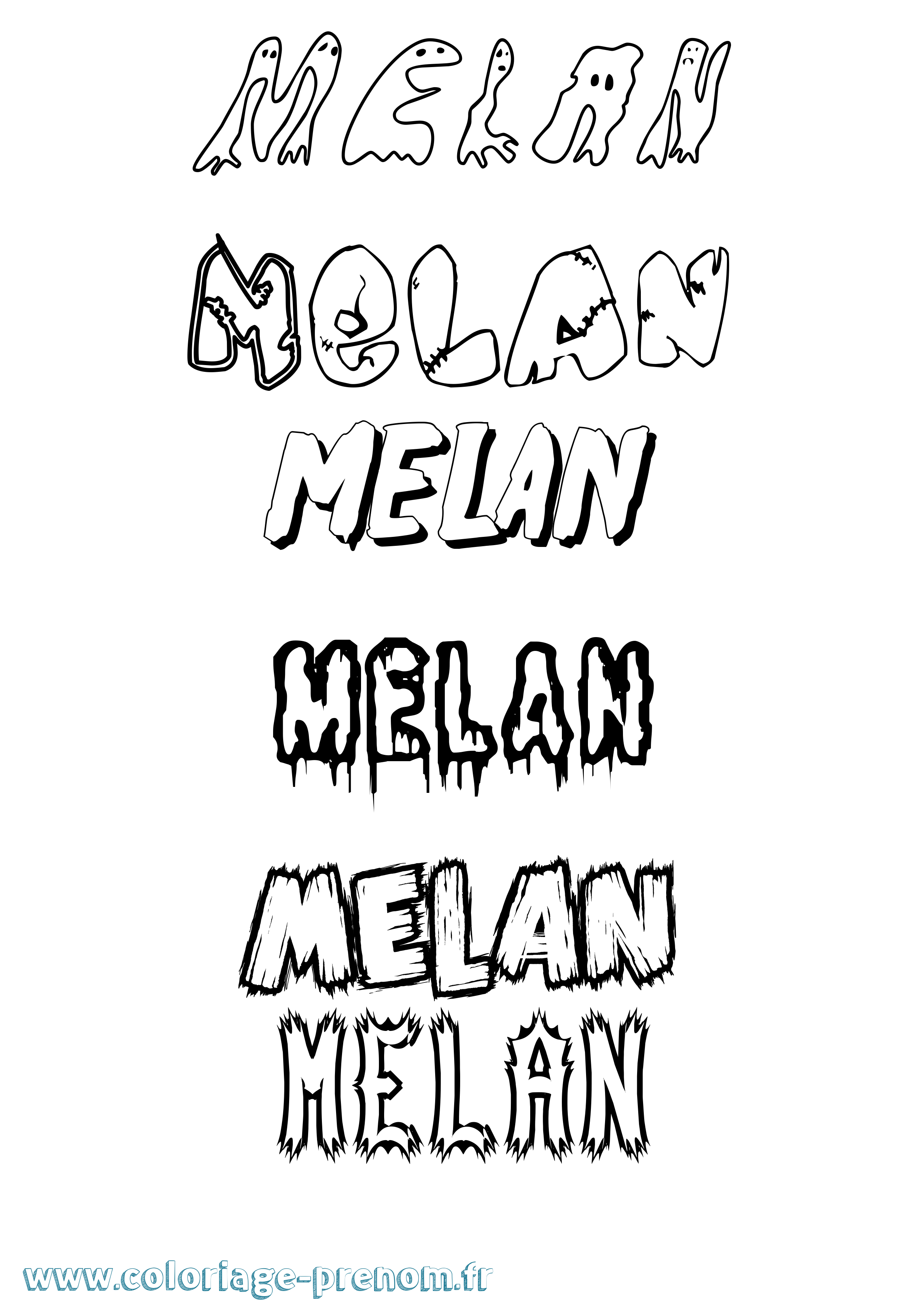 Coloriage Melan Frisson Coloriage prénom Melan Frisson