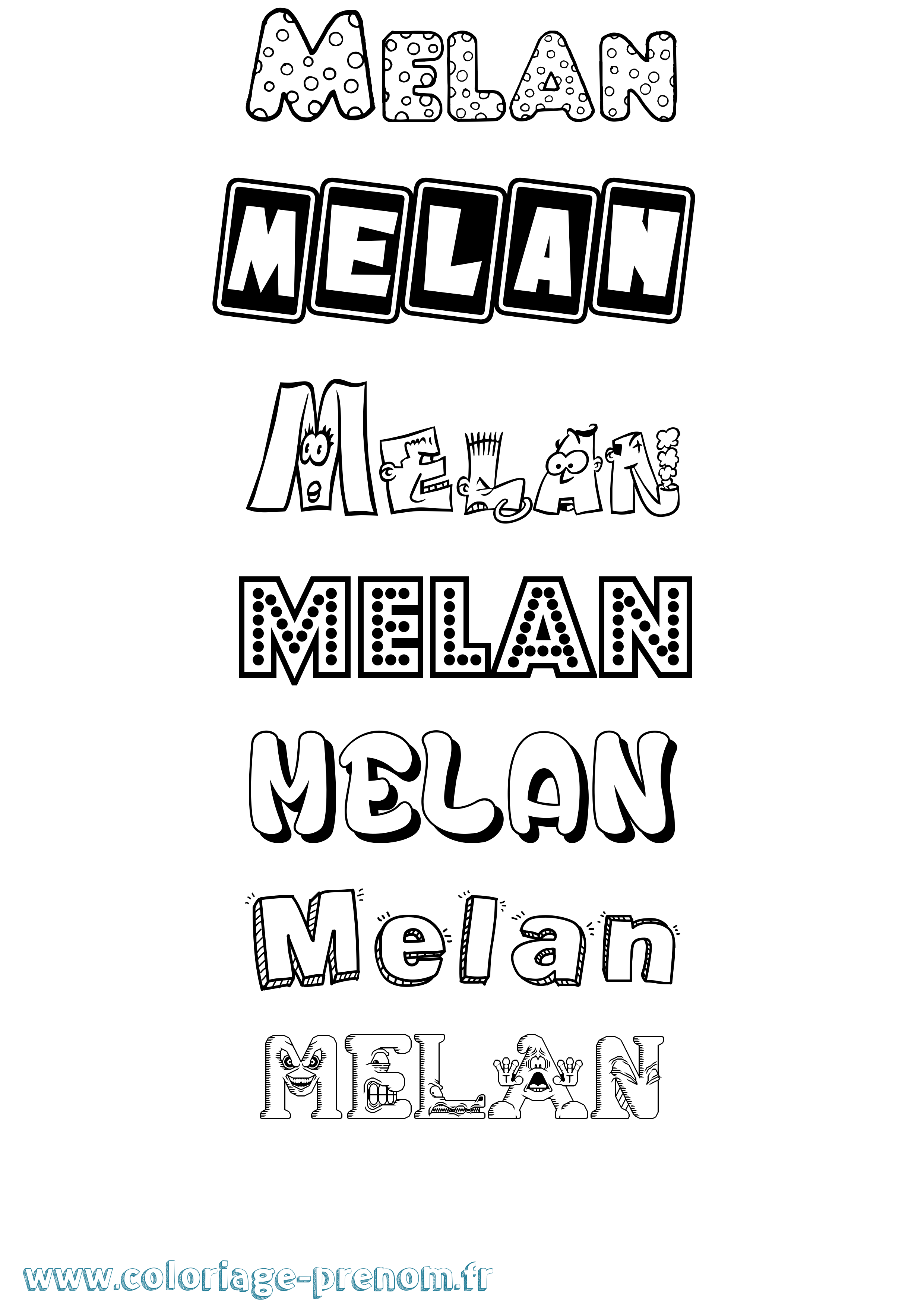 Coloriage Melan Fun Coloriage prénom Melan Fun
