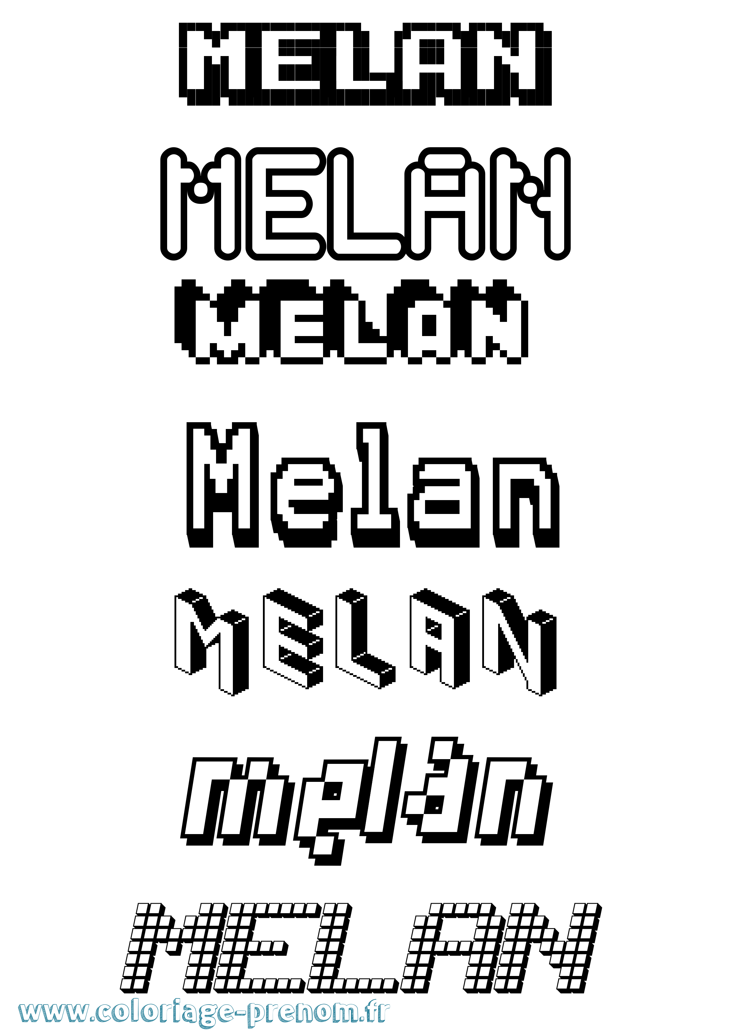 Coloriage Melan Pixel Coloriage prénom Melan Pixel