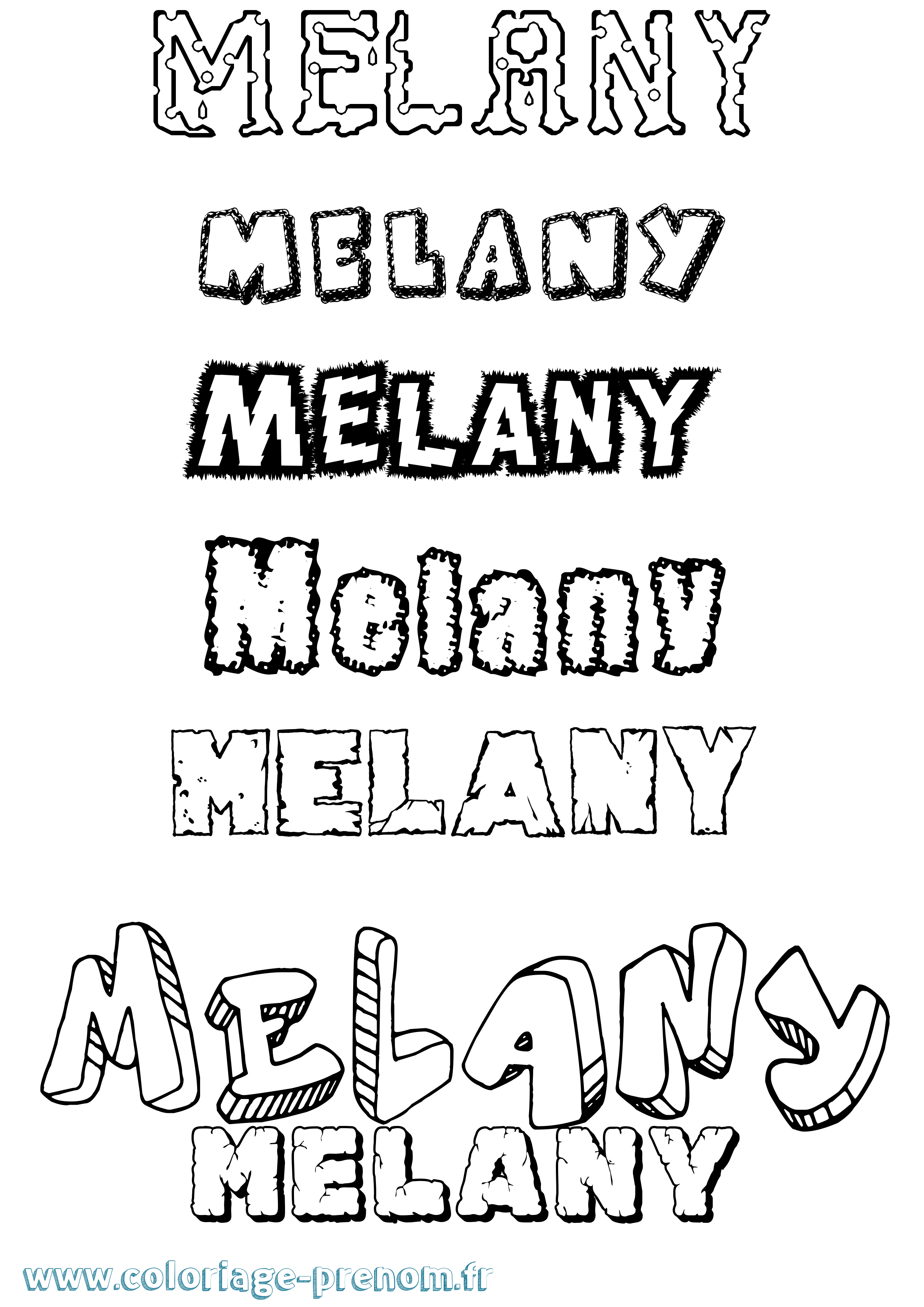 Coloriage Melany Destructuré Coloriage prénom Melany Destructuré