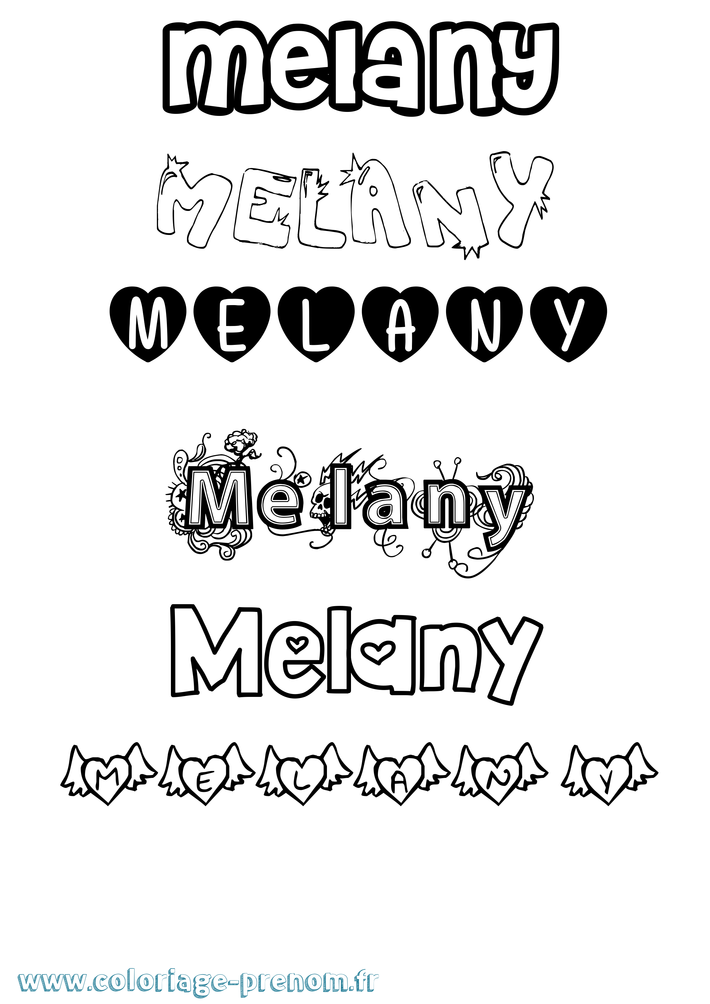 Coloriage Melany Girly Coloriage prénom Melany Girly