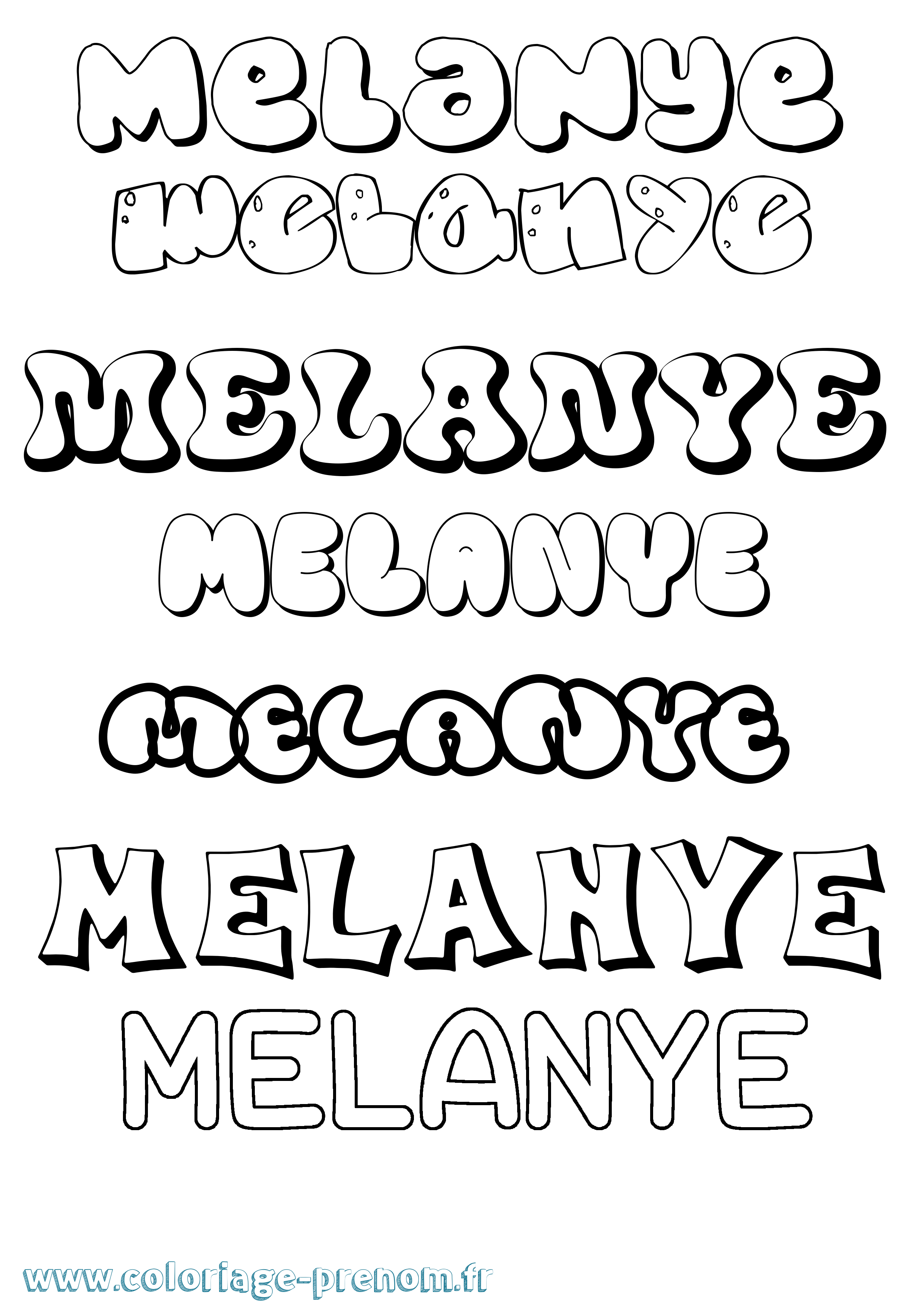 Coloriage Melanye Bubble Coloriage prénom Melanye Bubble