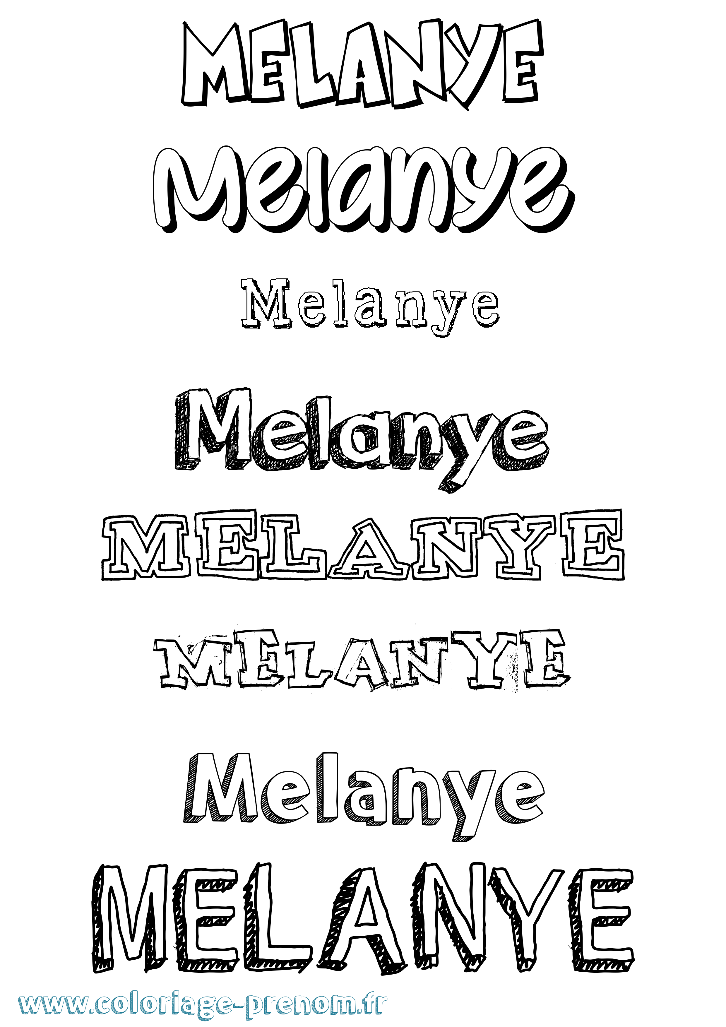 Coloriage Melanye Dessiné Coloriage prénom Melanye Dessiné