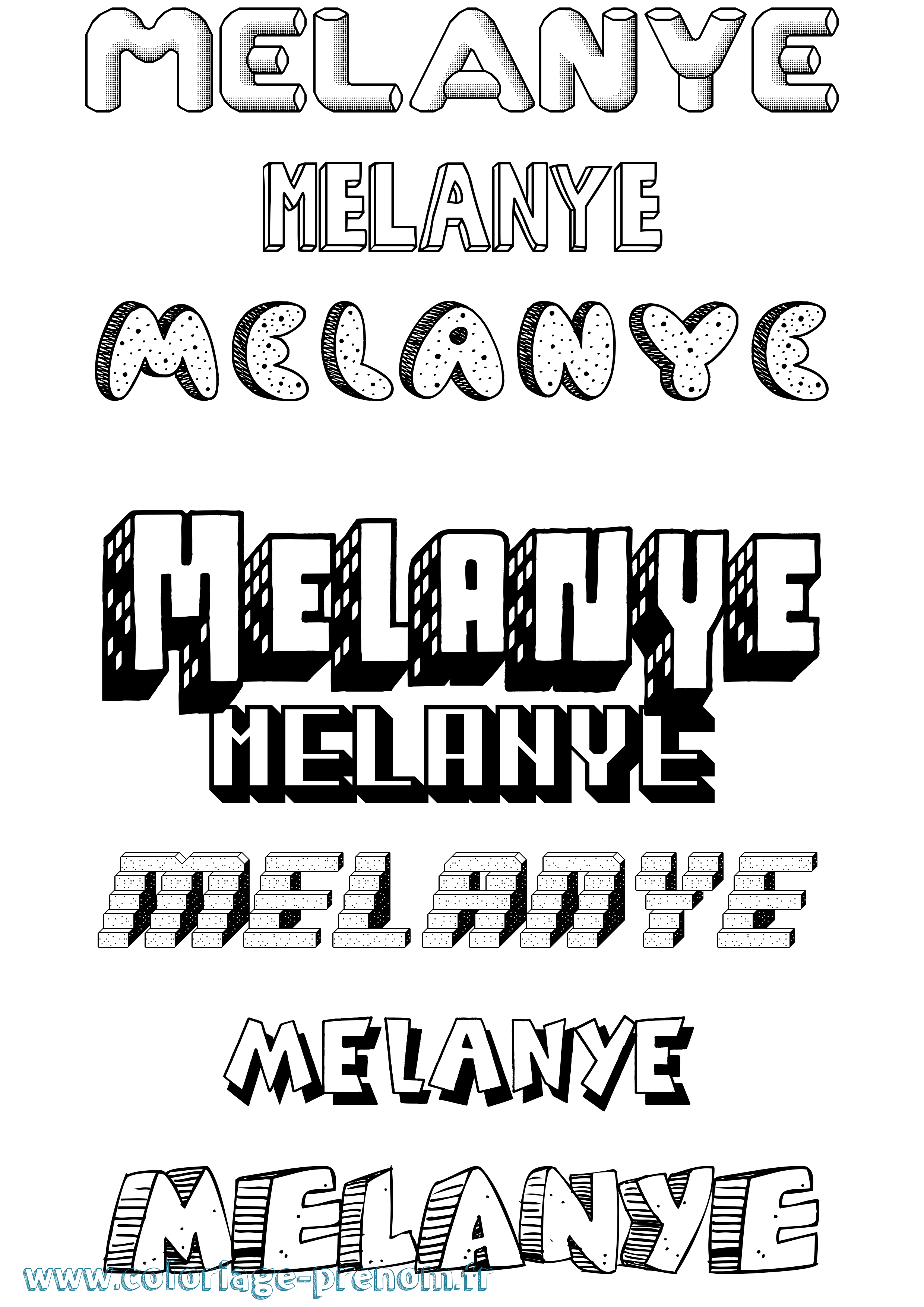 Coloriage Melanye Effet 3D Coloriage prénom Melanye Effet 3D