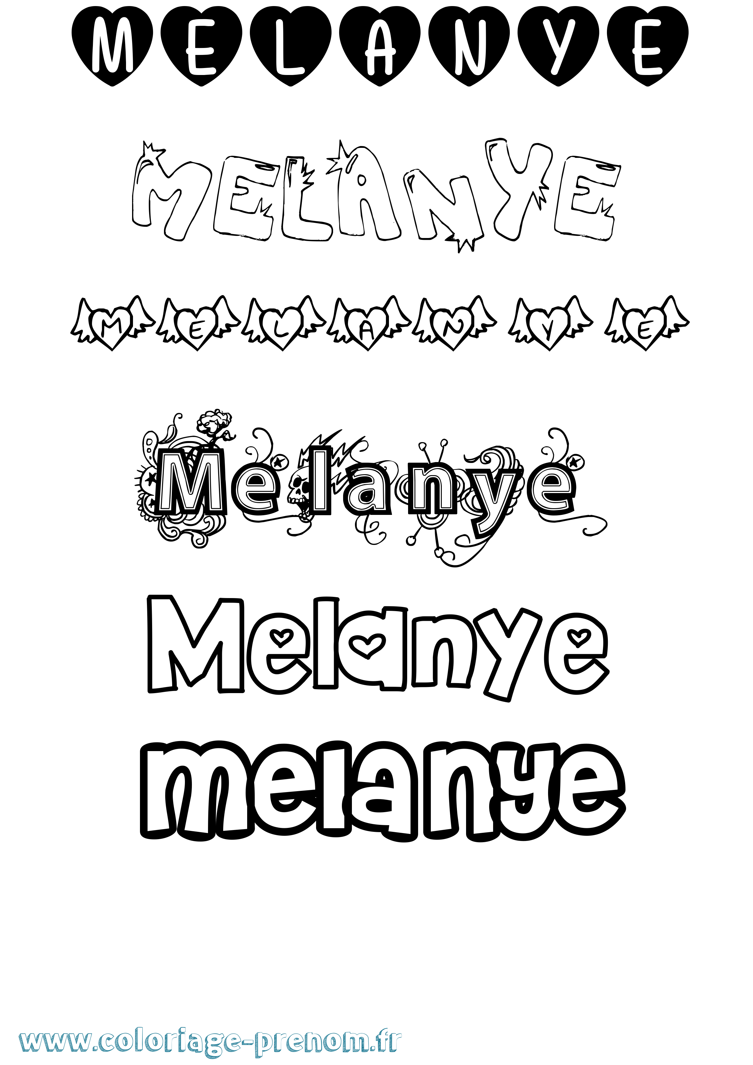 Coloriage Melanye Girly Coloriage prénom Melanye Girly
