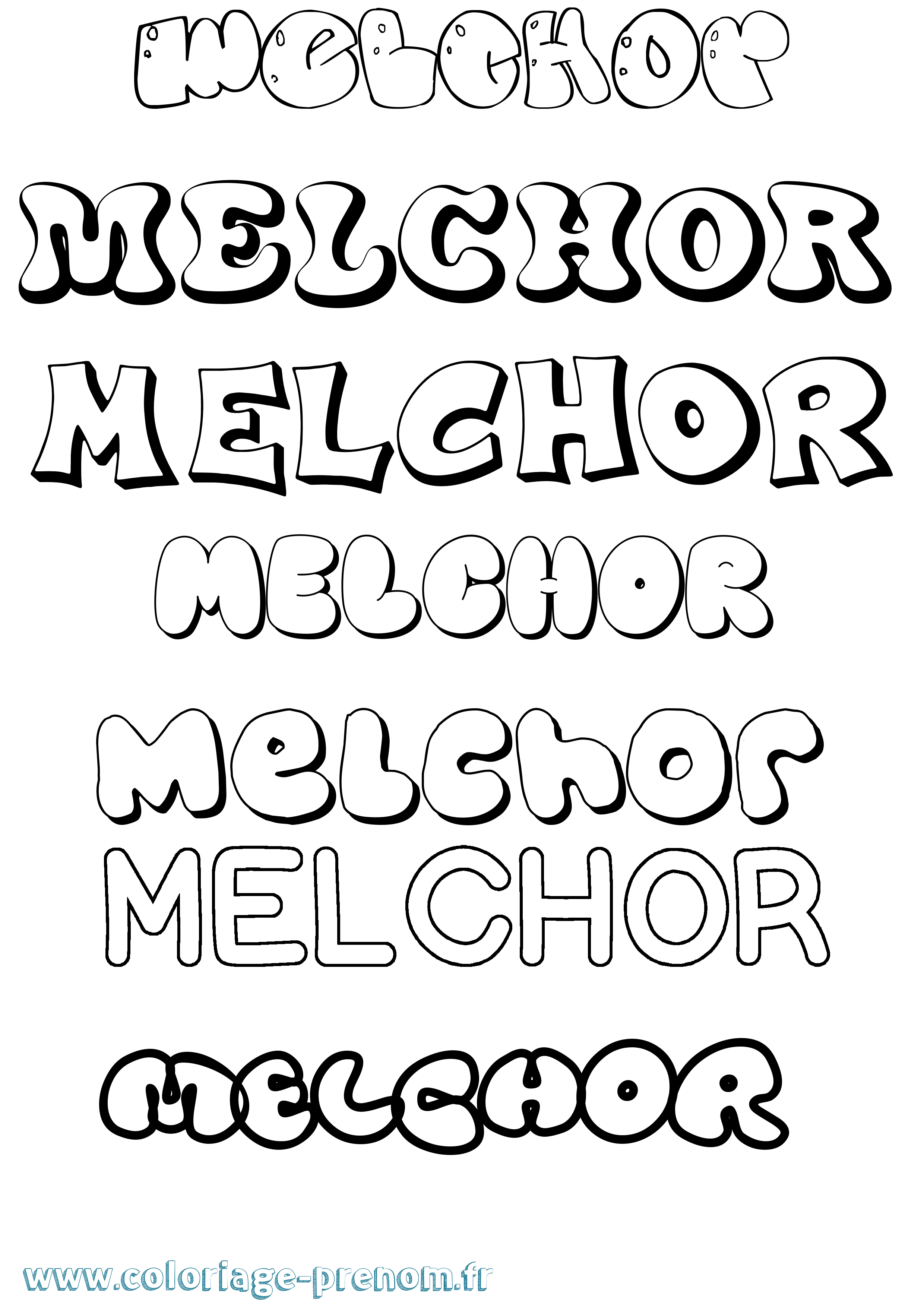Coloriage Melchor Bubble Coloriage prénom Melchor Bubble