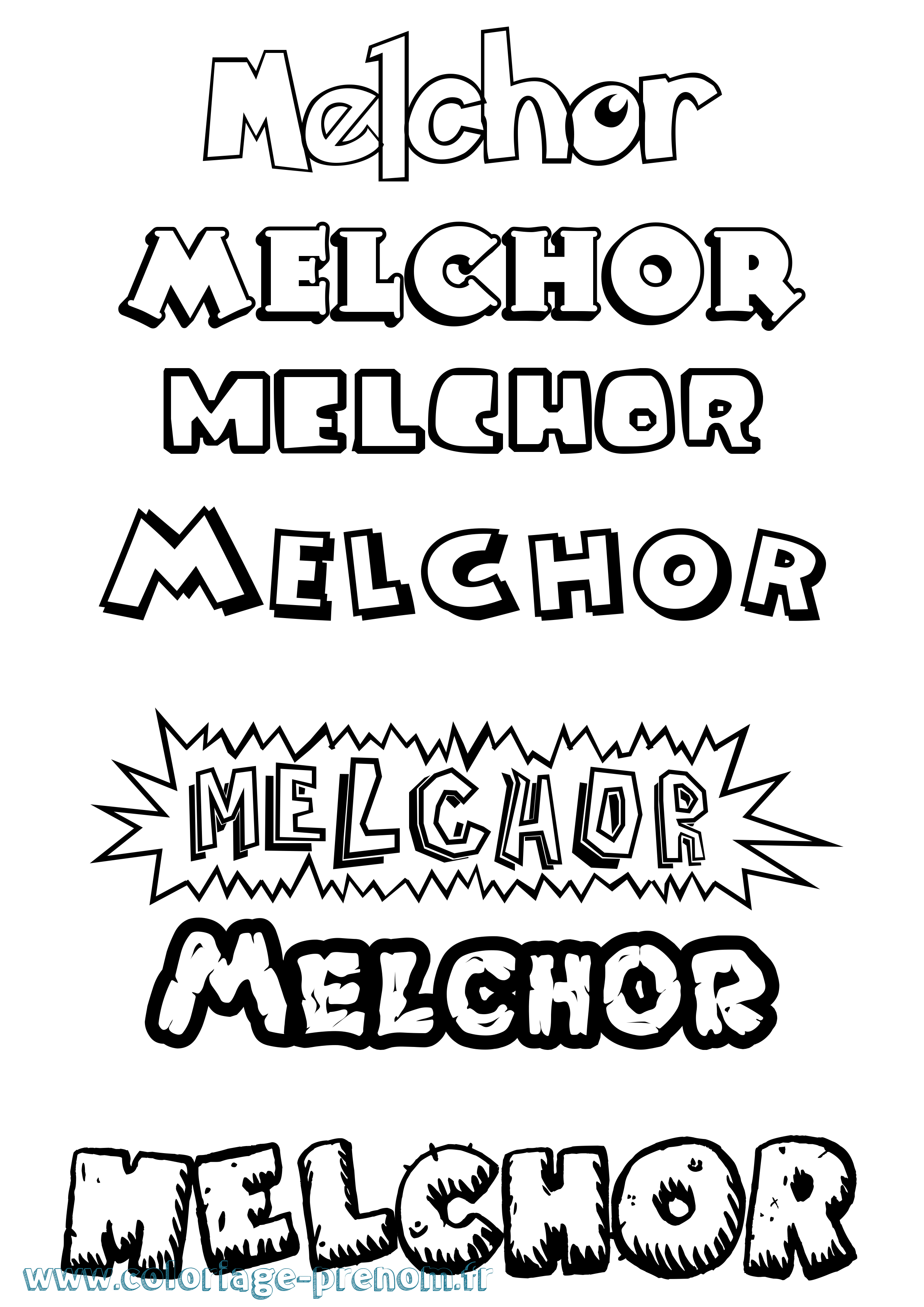Coloriage Melchor Dessin Animé Coloriage prénom Melchor Dessin Animé