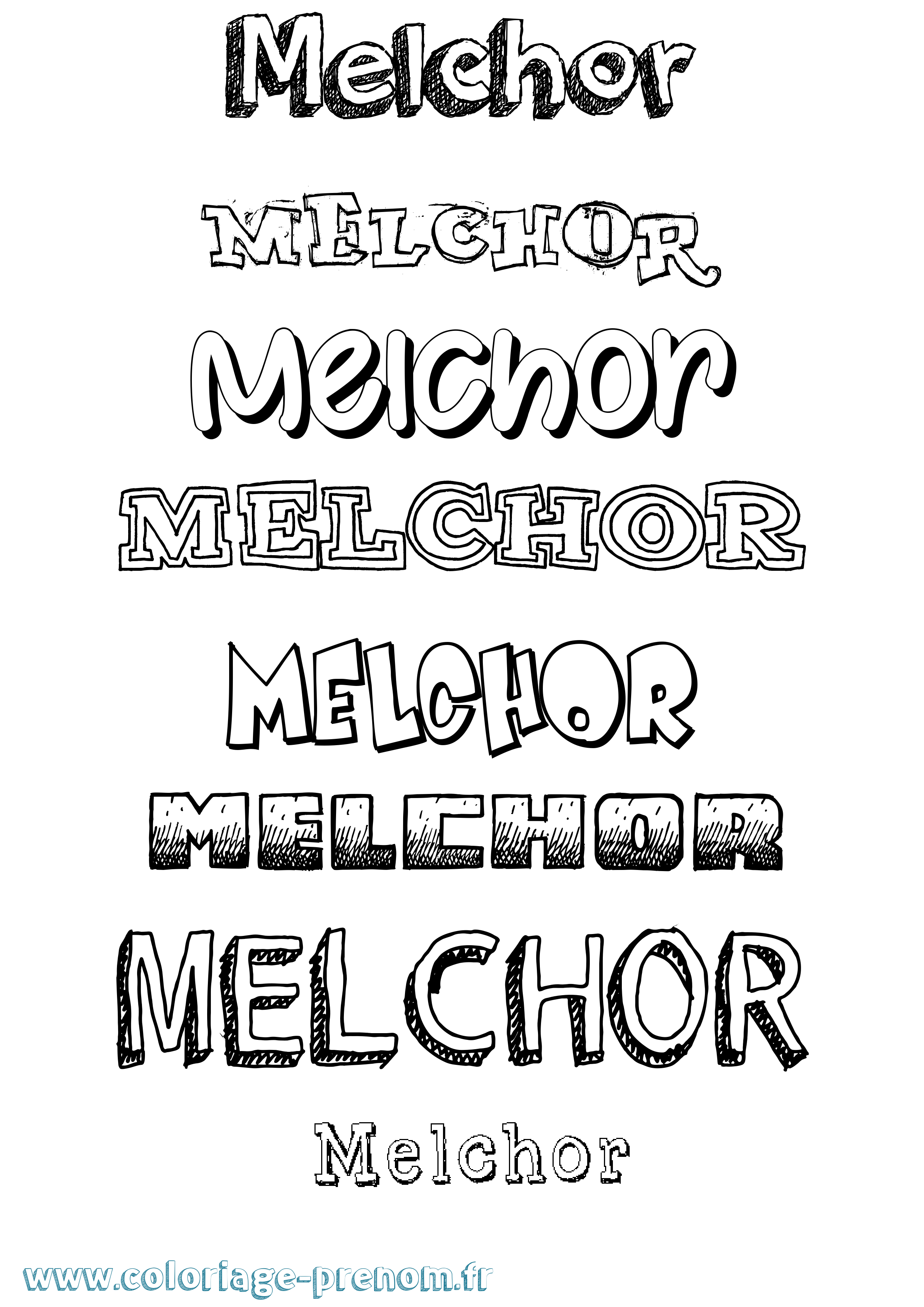 Coloriage Melchor Dessiné Coloriage prénom Melchor Dessiné