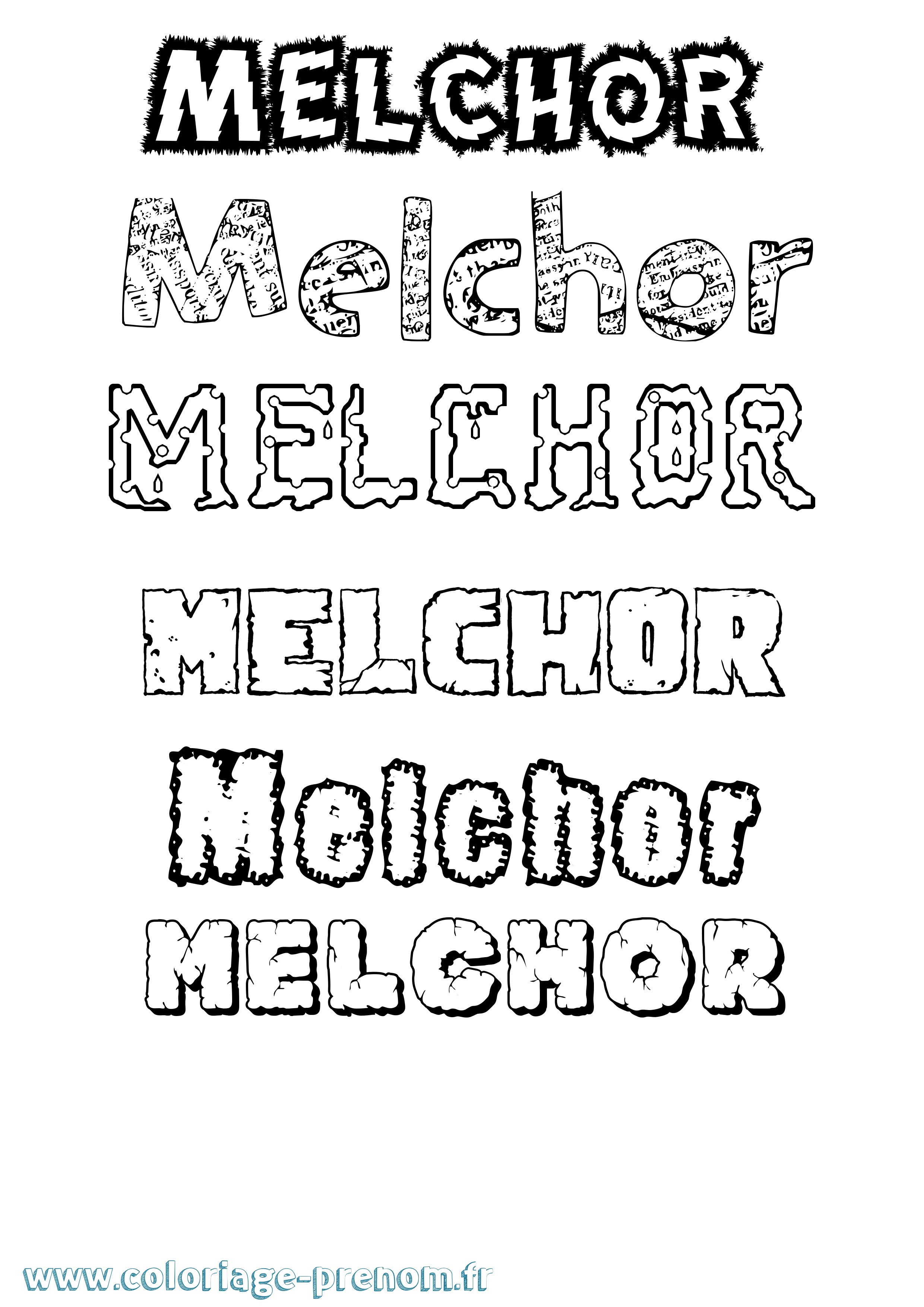 Coloriage Melchor Destructuré Coloriage prénom Melchor Destructuré