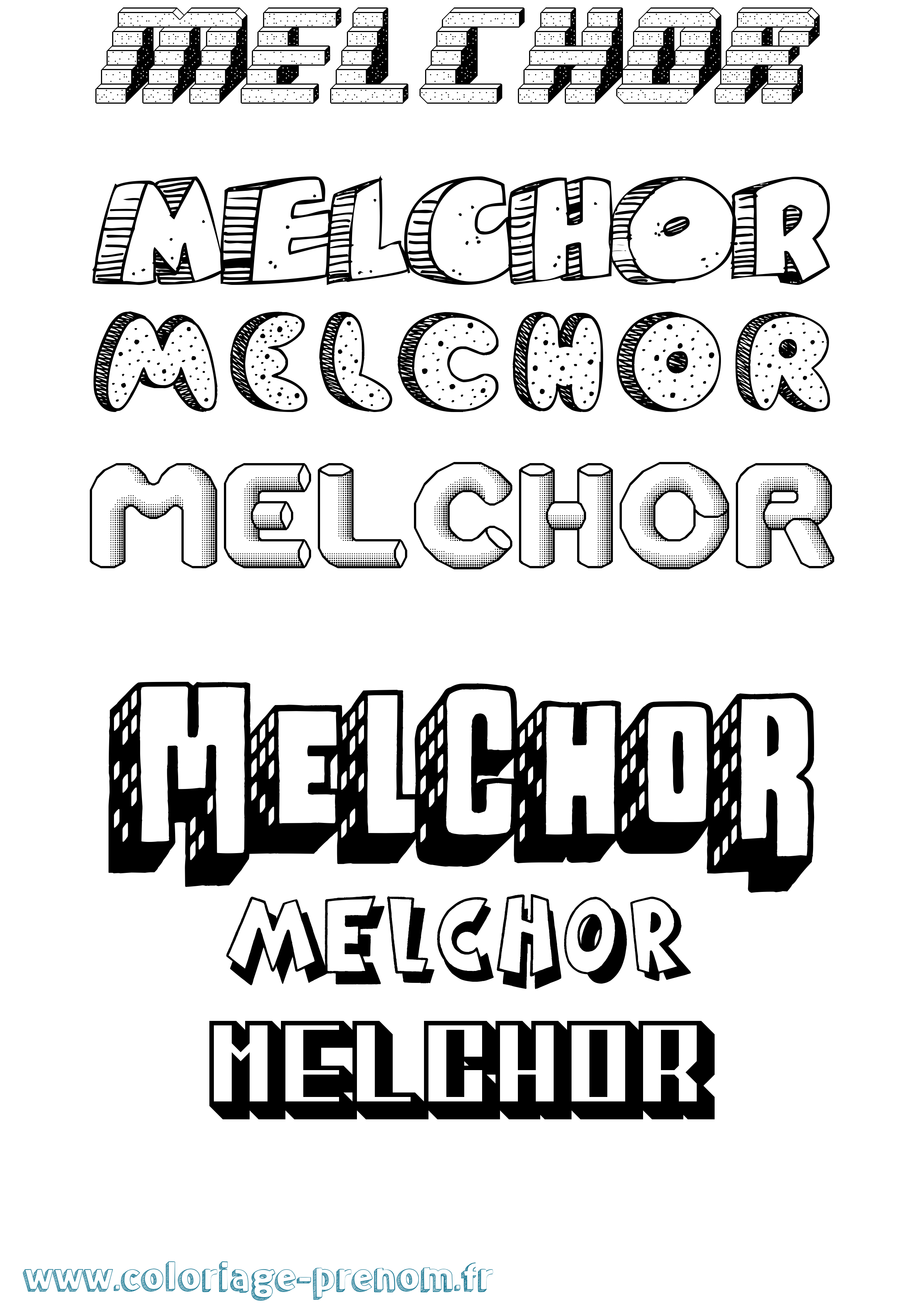 Coloriage Melchor Effet 3D Coloriage prénom Melchor Effet 3D