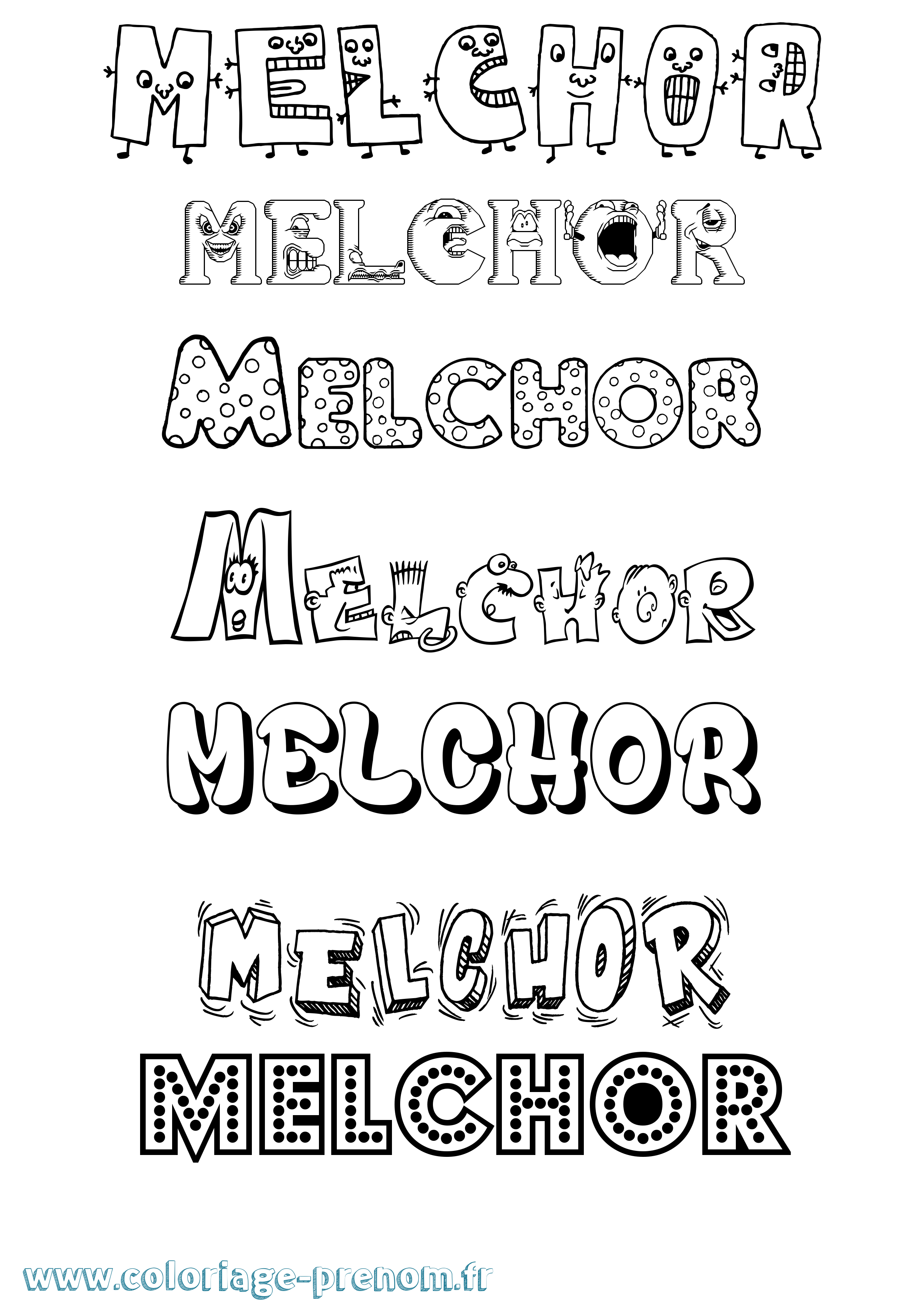 Coloriage Melchor Fun Coloriage prénom Melchor Fun