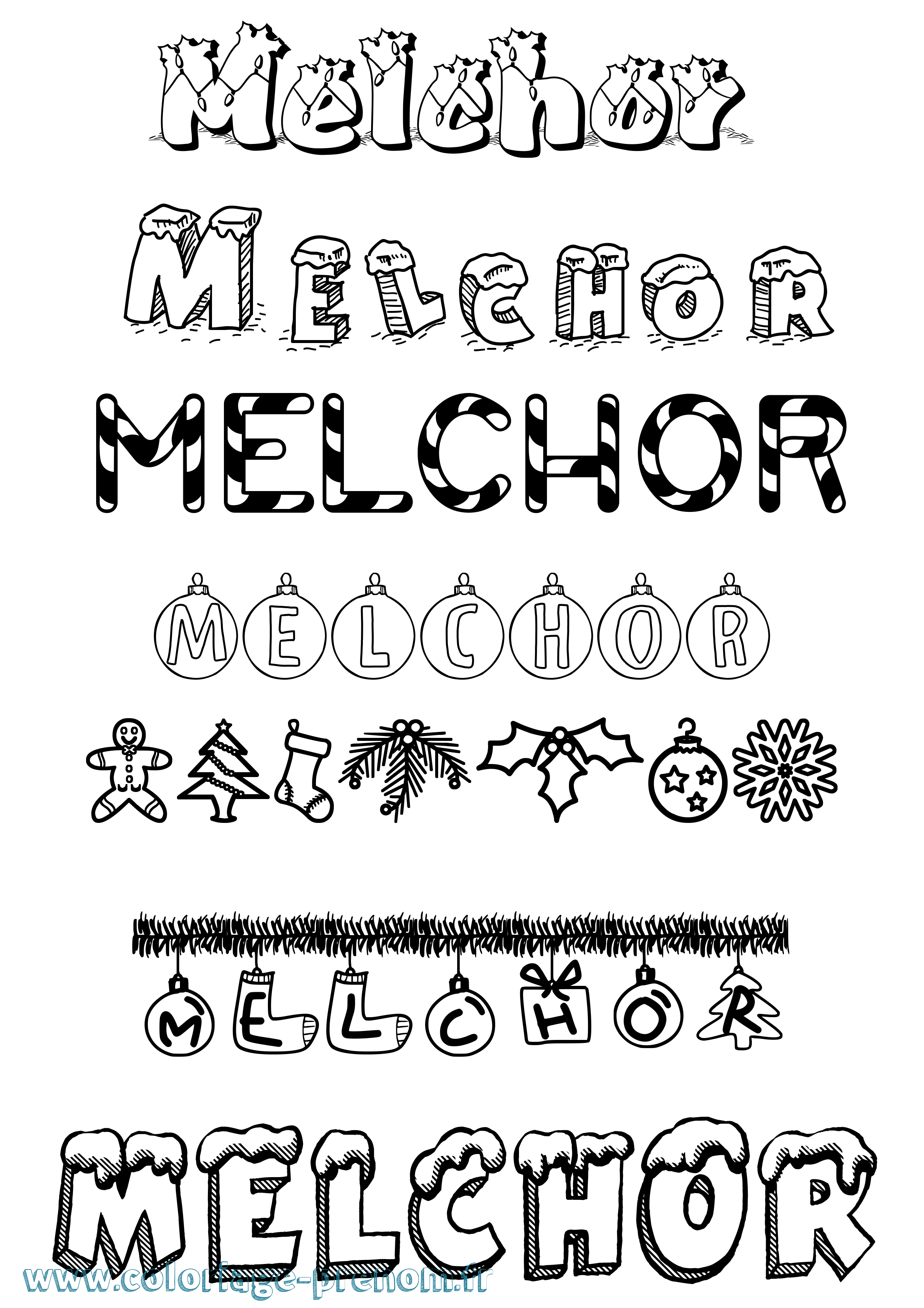 Coloriage Melchor Noël Coloriage prénom Melchor Noël